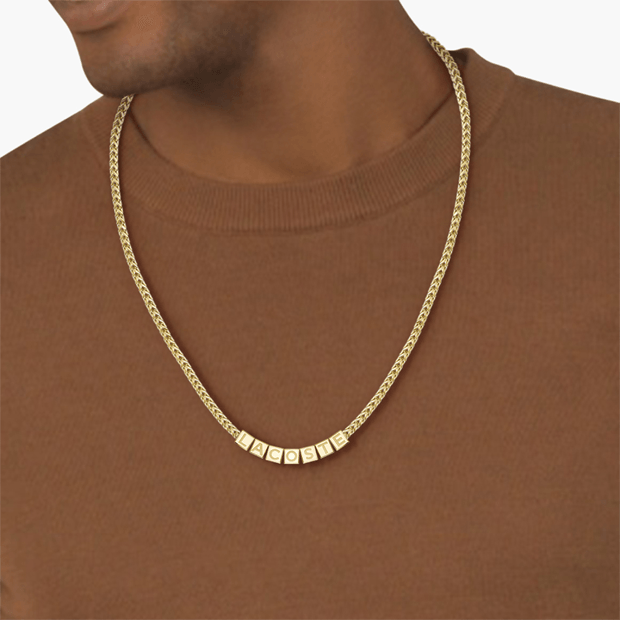 Collier LACOSTE Script Acier doré