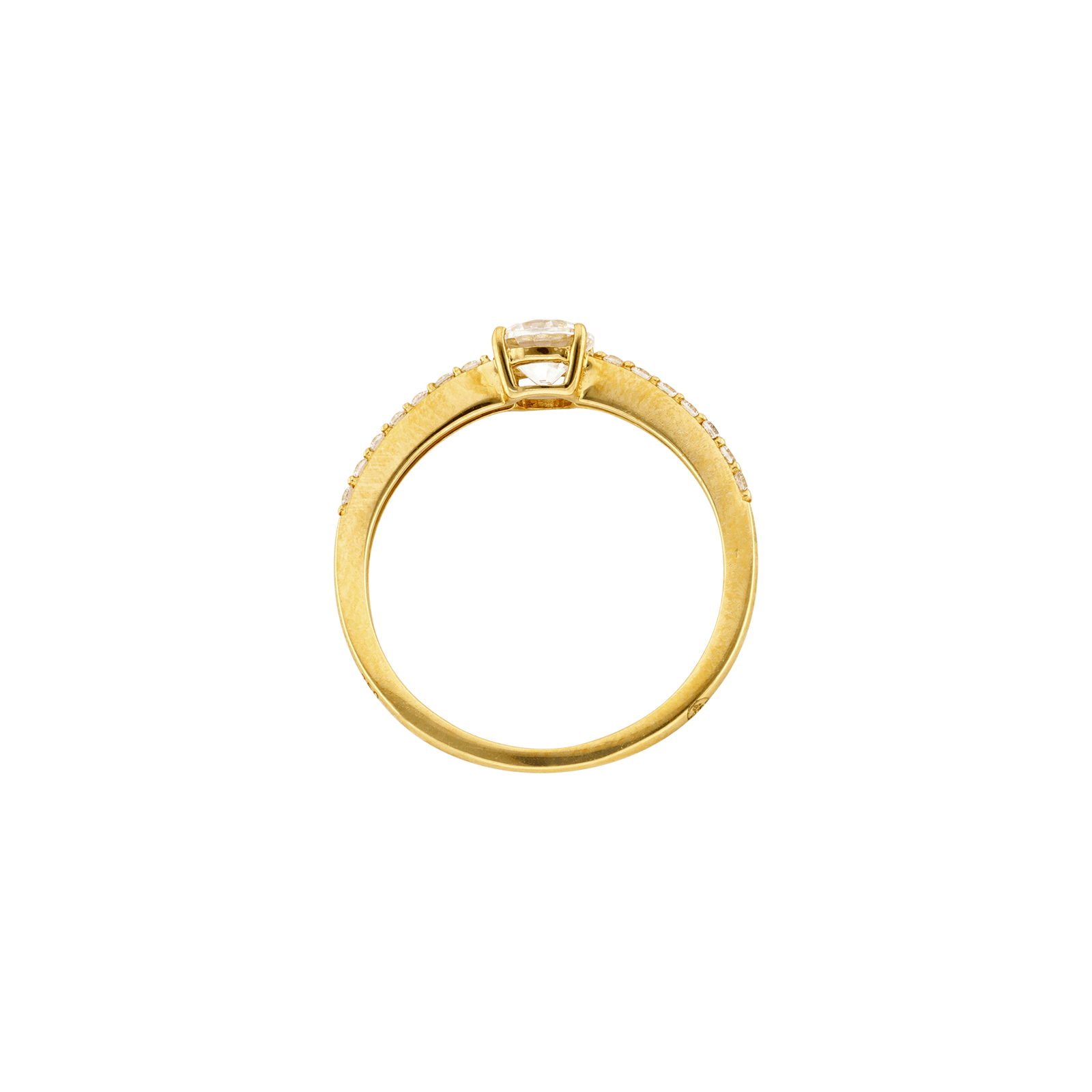 Bague Or Jaune Oxyde de Zirconium ovale 7 mm x 5 mm plus 20 Oxyde de Zirconium ronds
