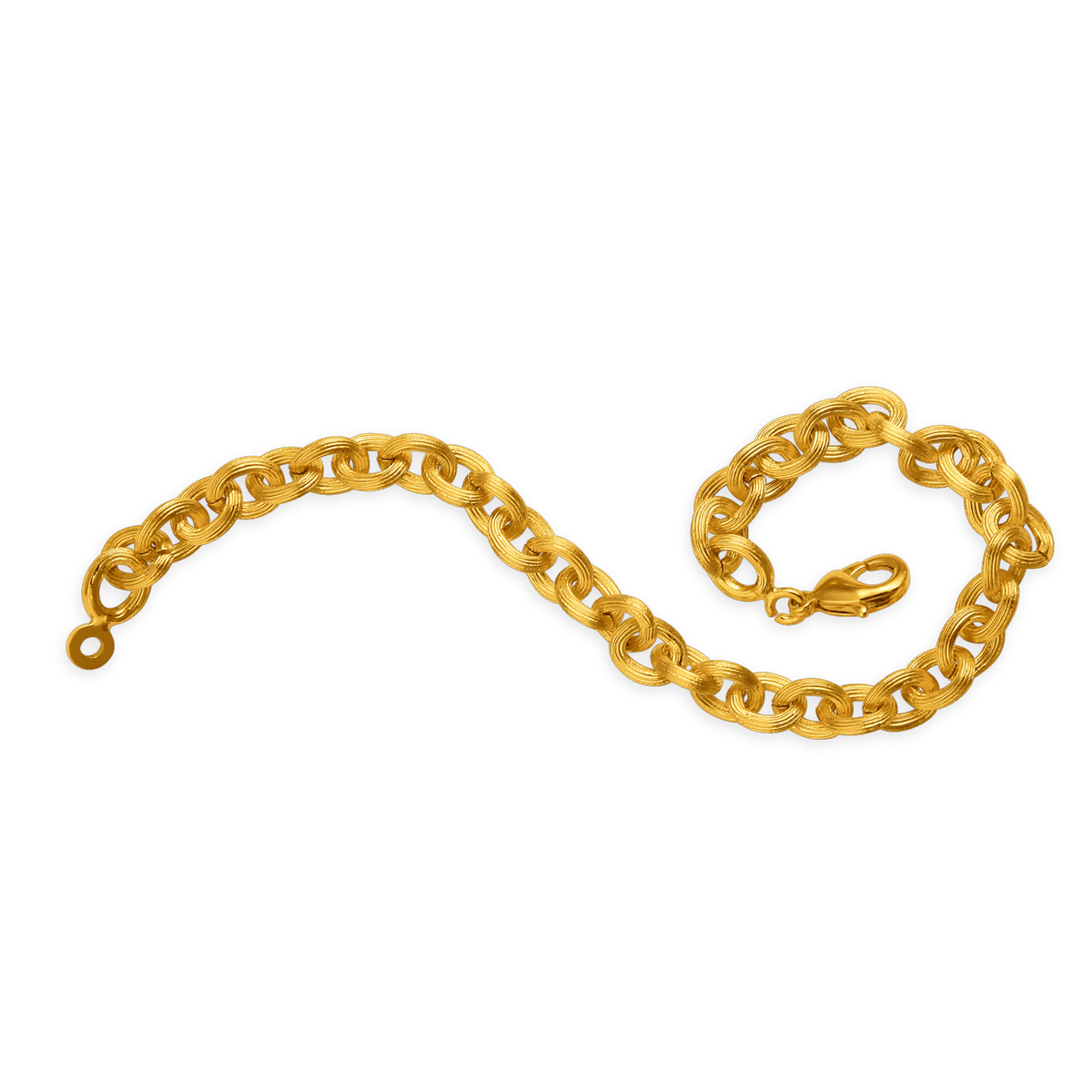 Bracelet Plaqué Or Maille Forçat Antillais Strié 6mm 19cm