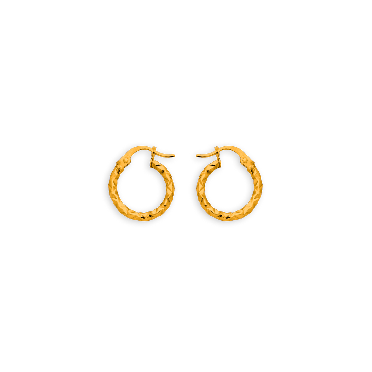 Créoles Or 375 Diamantées 14mm Tube 2mm