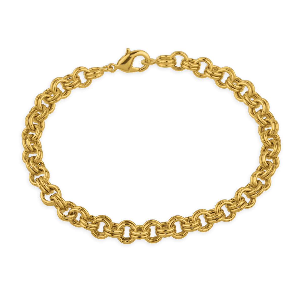 Bracelet Plaqué Or Maille Jaseron 6mm 18cm