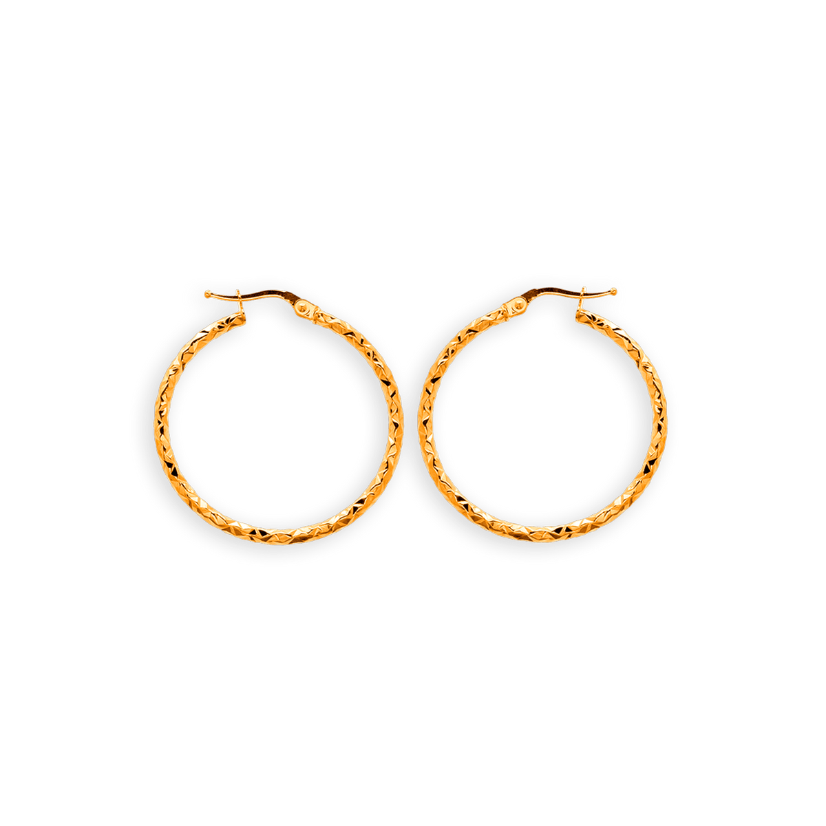 Créoles Or 375 Diamantées 34mm Tube 2mm