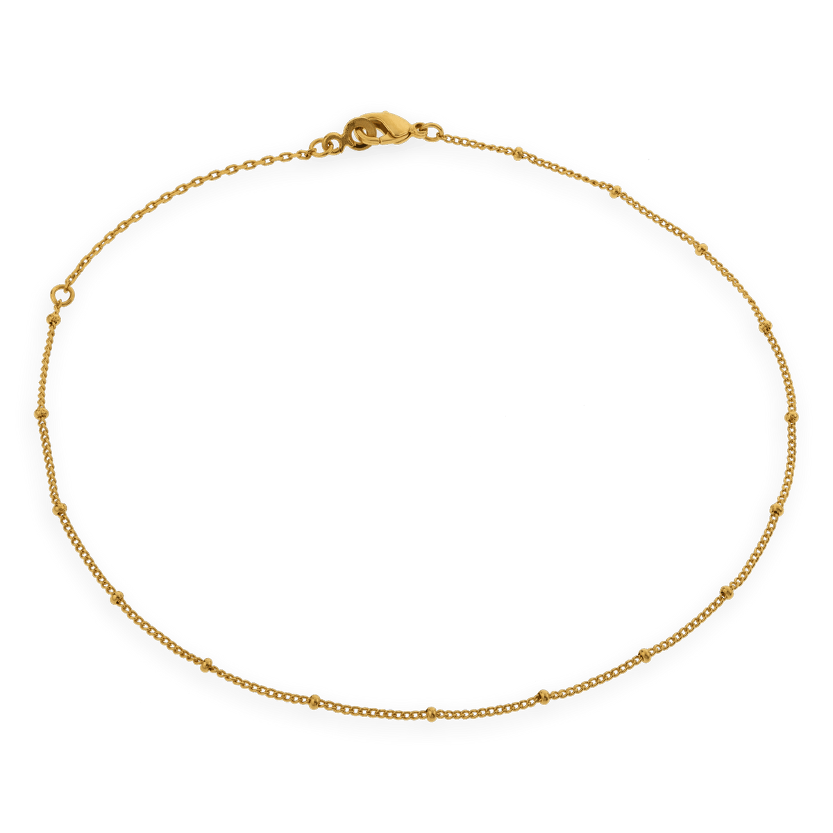 Chaîne Cheville Plaqué Or1.2mm 25 à 27cm Boules 2mm