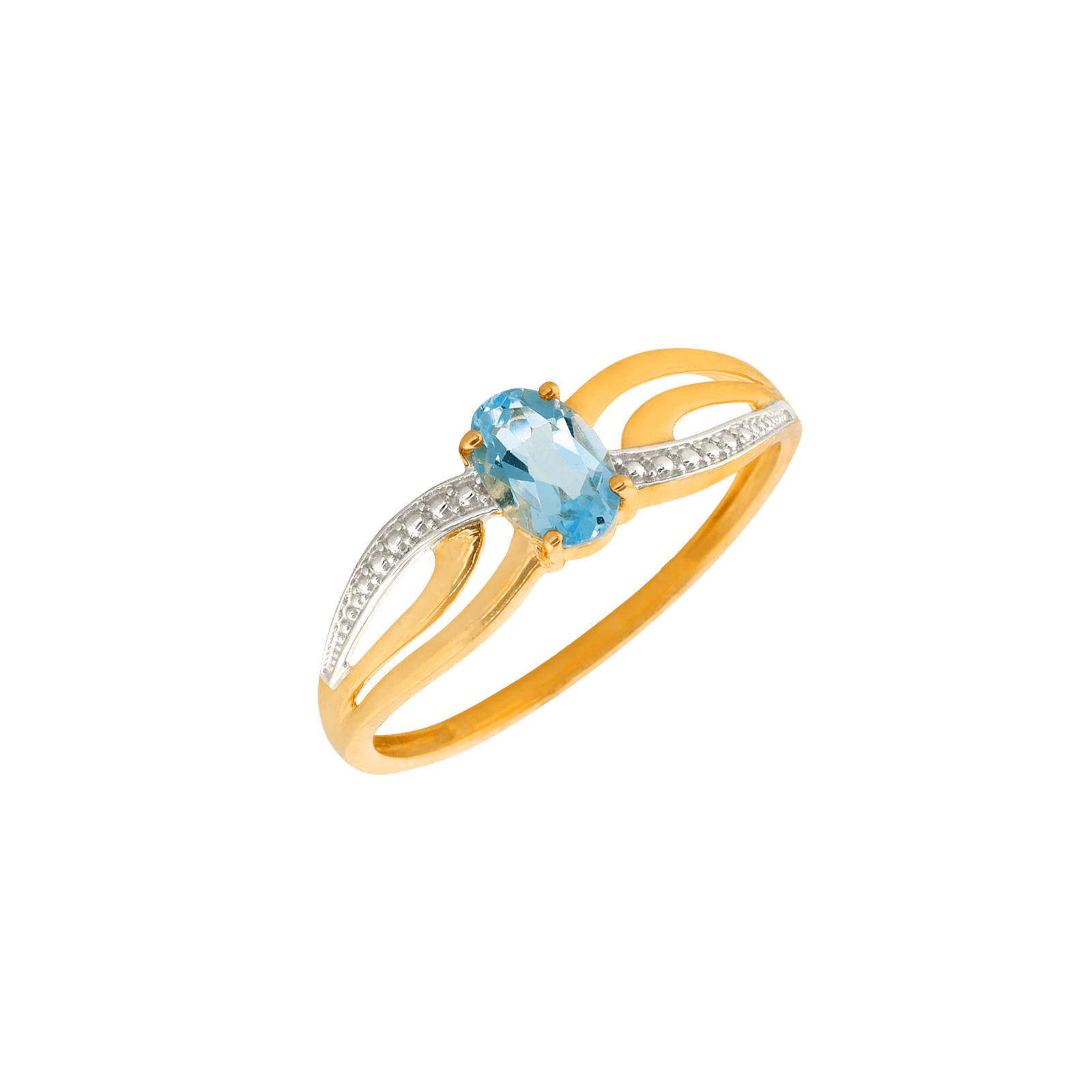Bague Topaze 9 mm x 4 mm Bicolore