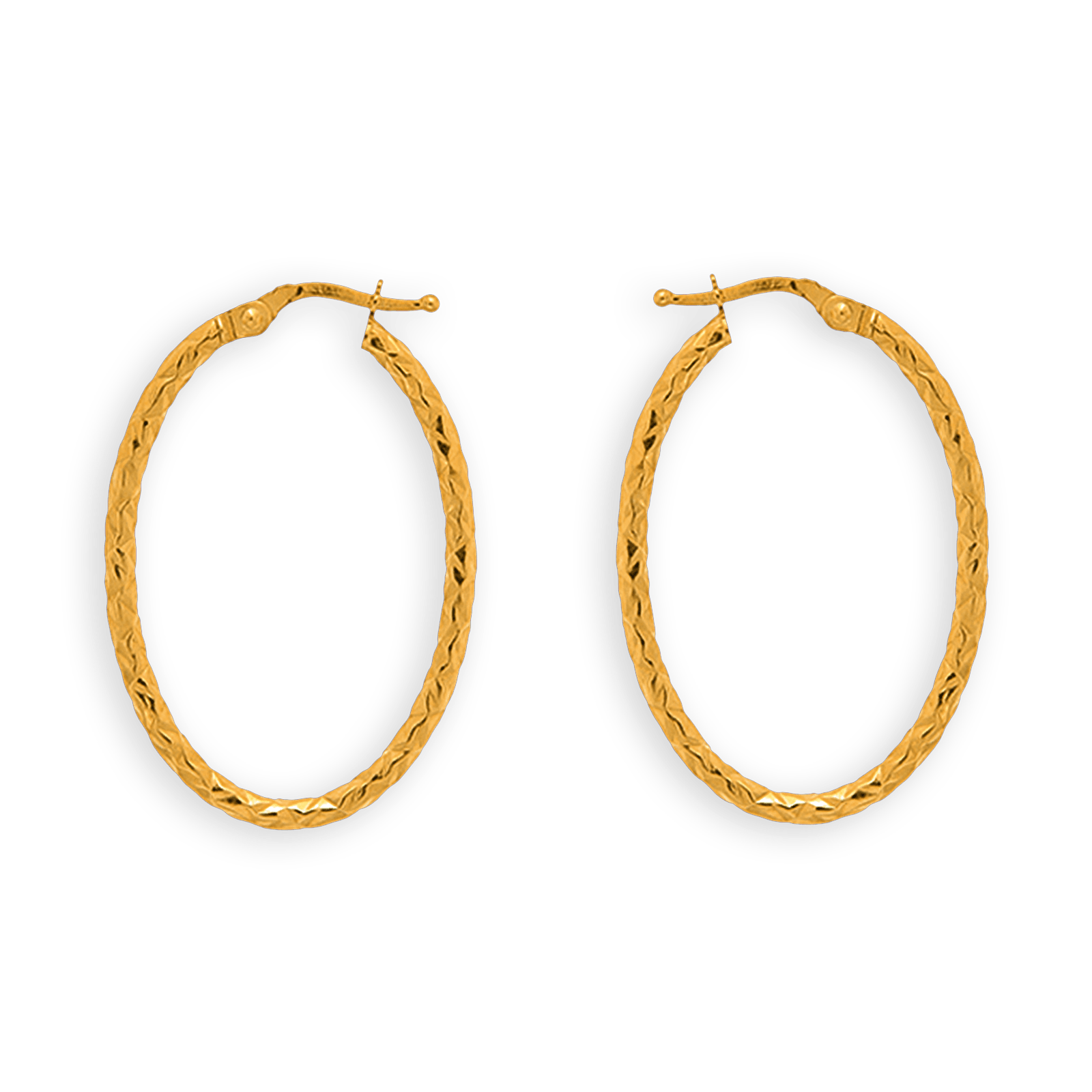 créoles or 9 carats diamantées ovales 54mm