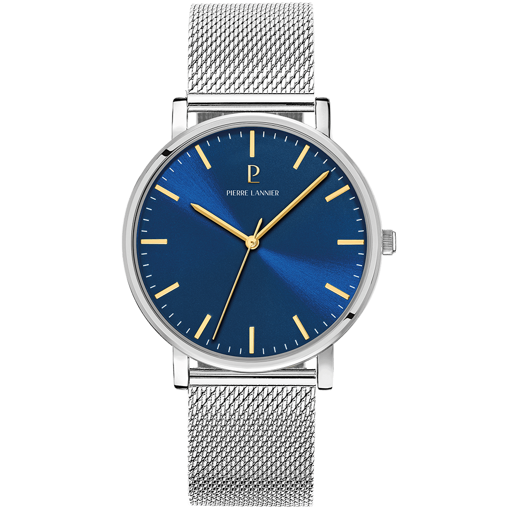 Montre Homme ESSENTIAL Argenté Cadran Bleu Bracelet Acier milanais Argenté 20 MM