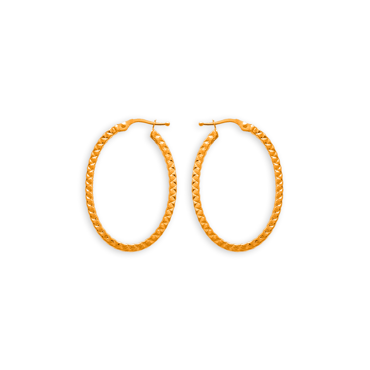 Créoles Or 375 Ovales Martelées 23*34mm Tube 2mm