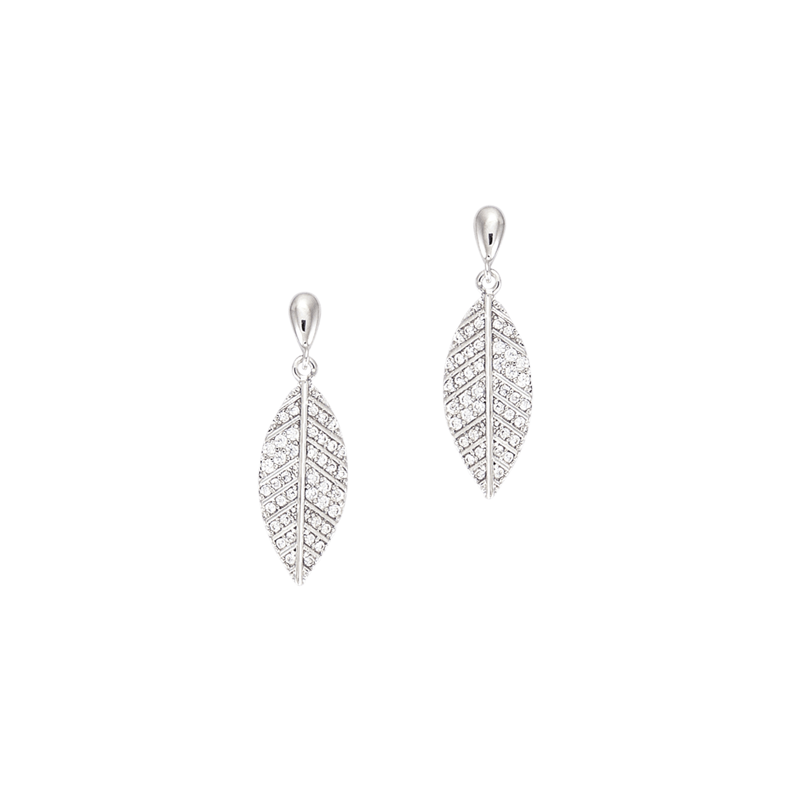 Boucles d'Oreilles Argent Rond feuilles serties Oxyde de Zirconium