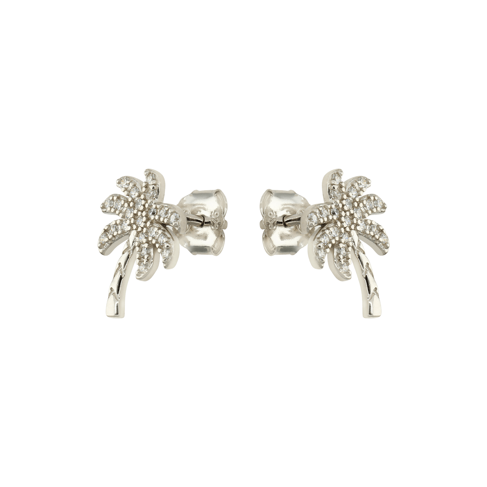 Boucles d'Oreilles Argent Rond puce palmier Oxydes blancs