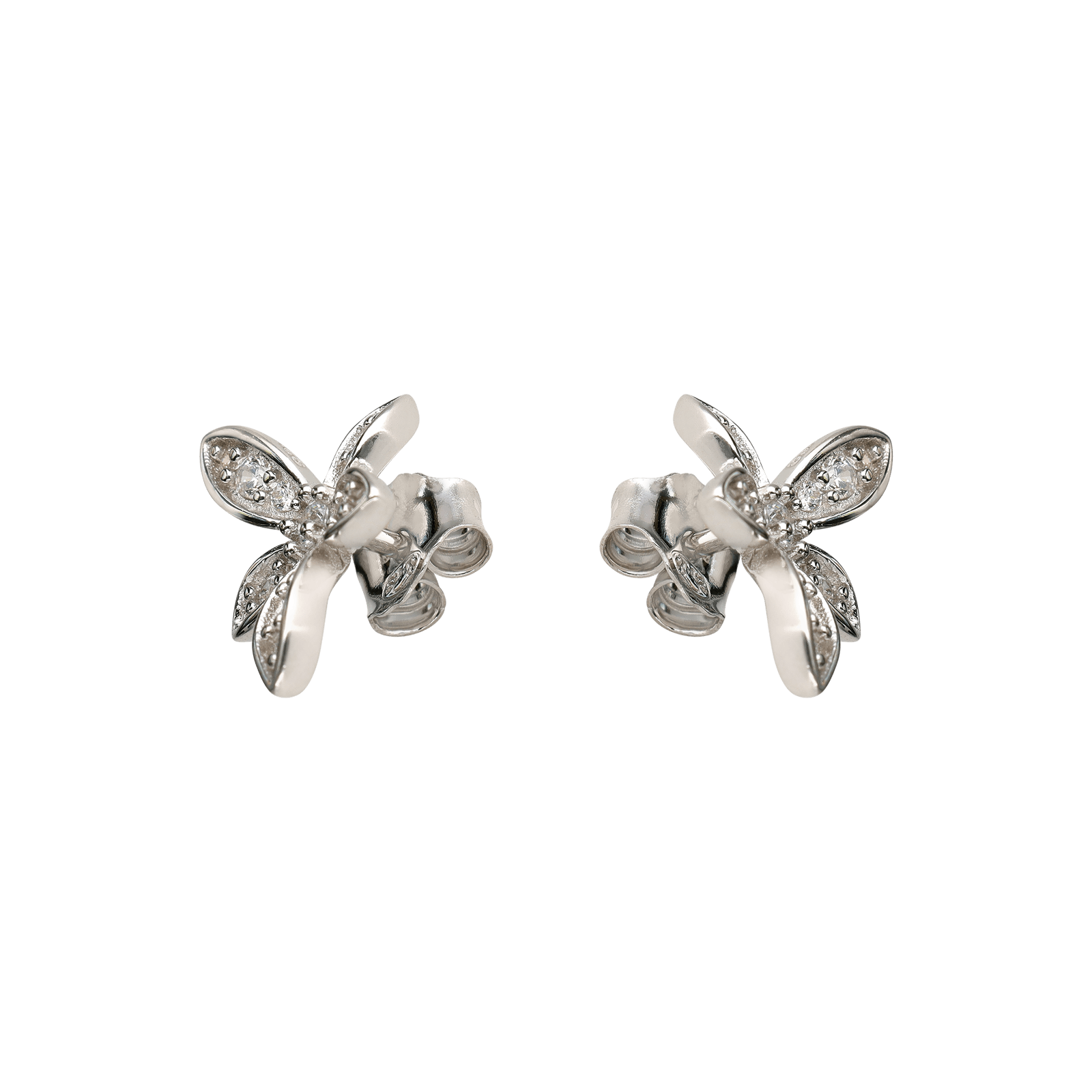 Boucles d'Oreilles Argent Rond puce fleur Oxydes blancs