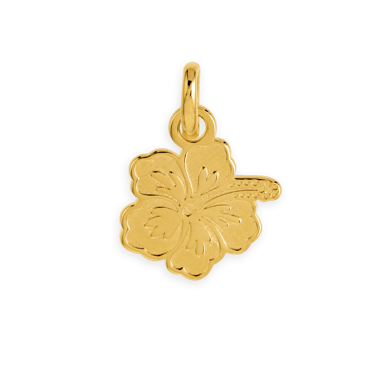 Pendentif Plaqué Or Hibiscus 11.5*18mm Avec Bélière