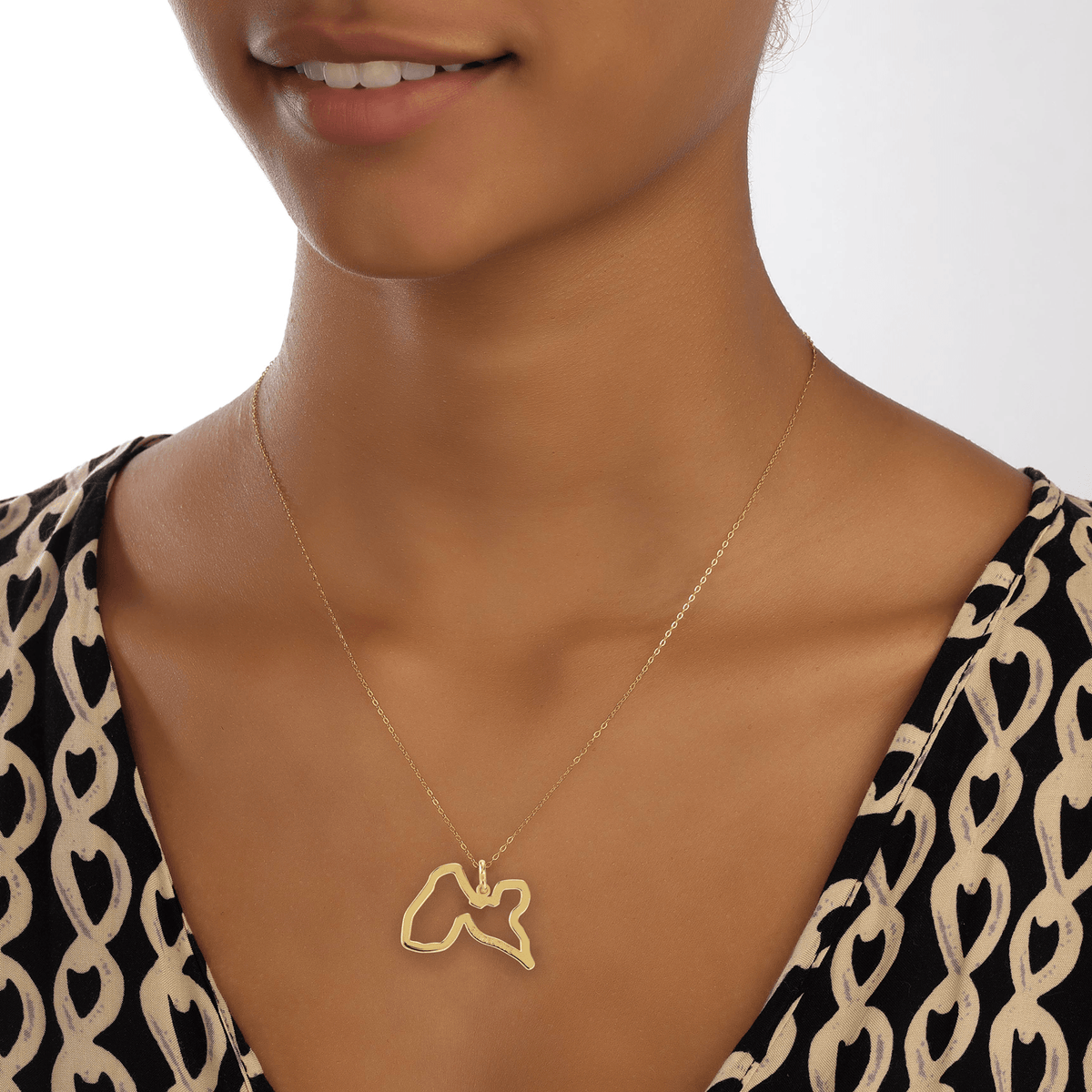 Pendentif Plaqué Or Carte Guadeloupe Gravée 28*20mm Avec Bélière