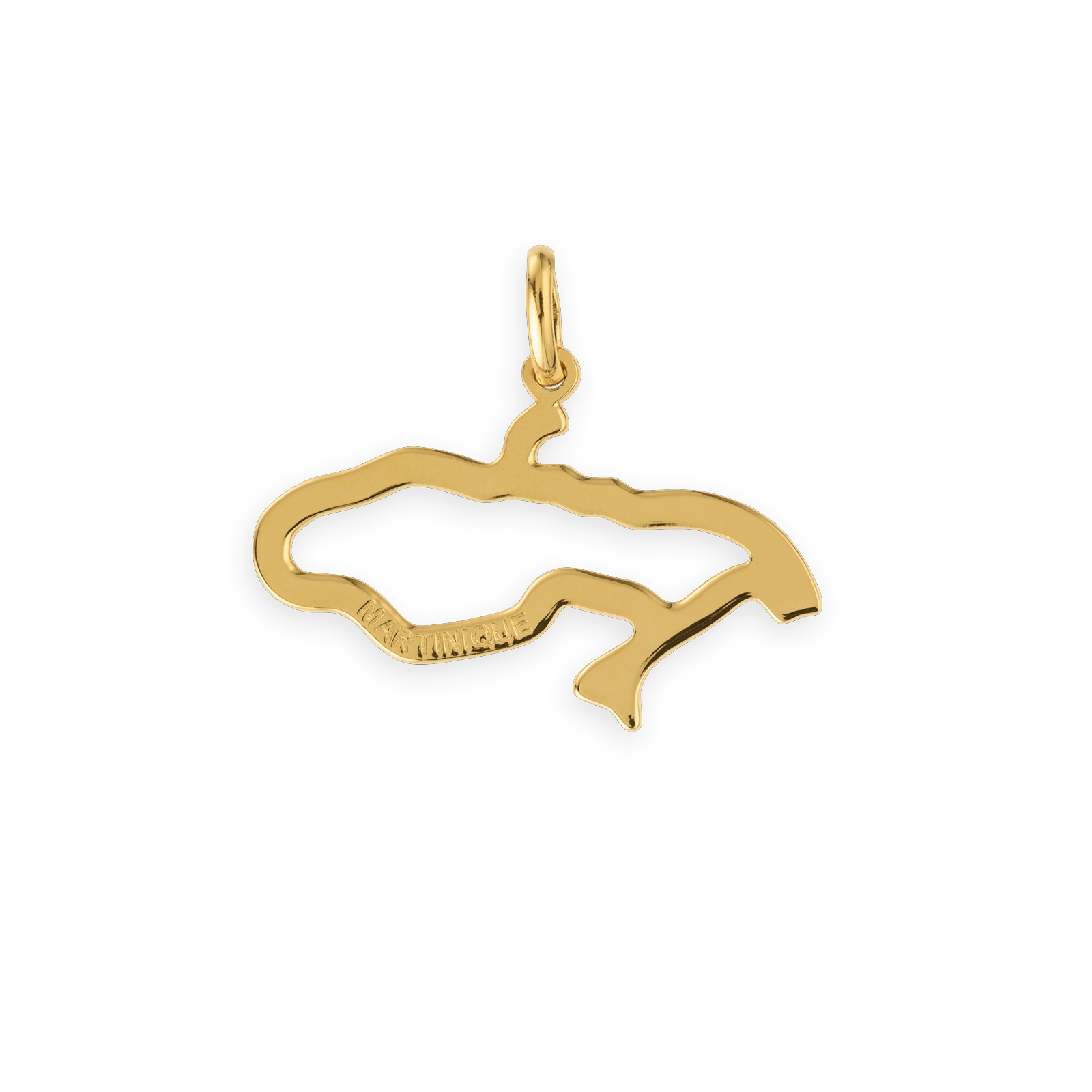 Pendentif Plaqué Or Carte Martinique Gravée avec bélière