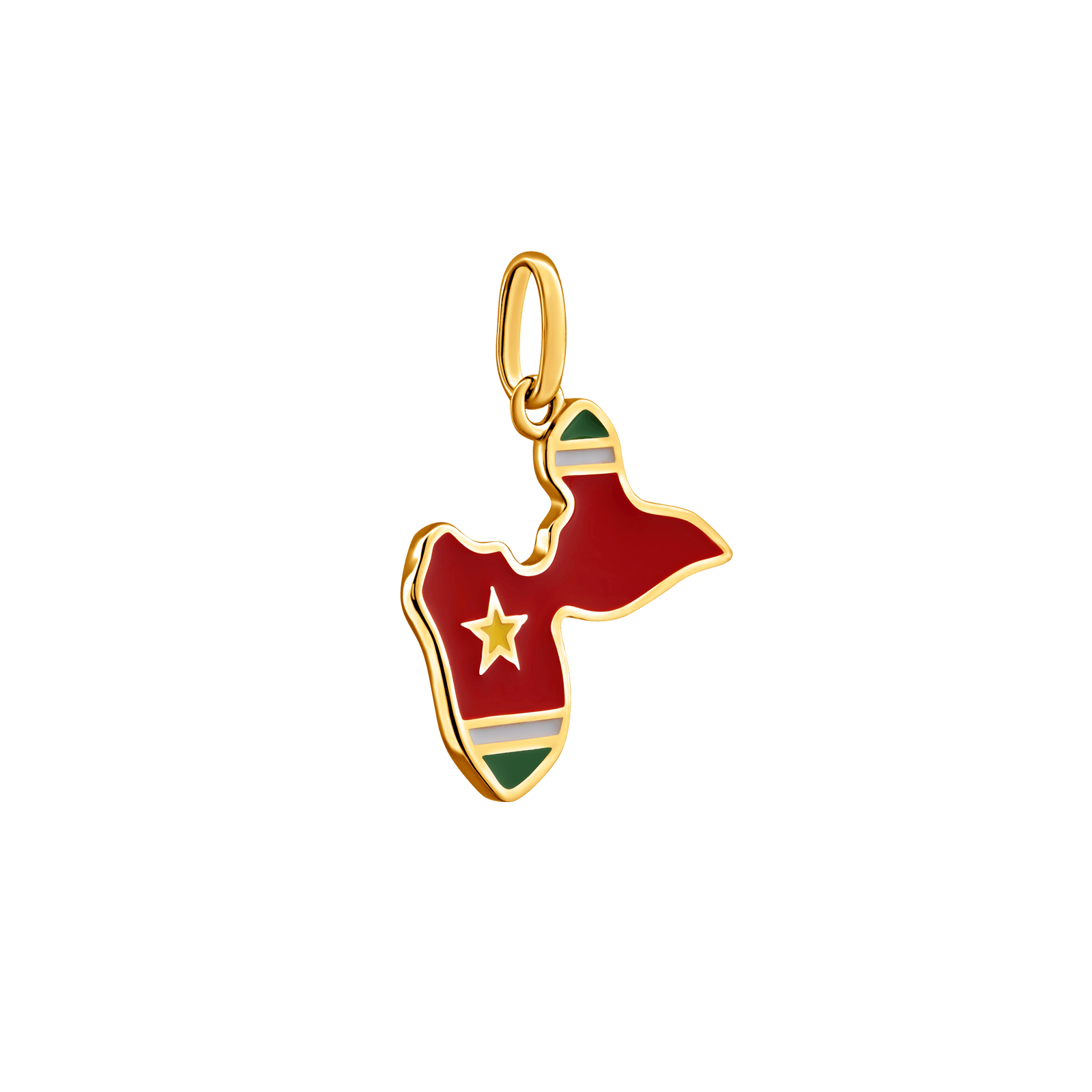 Pendentif Plaqué or Carte groupe Drapeau Émail 18mm