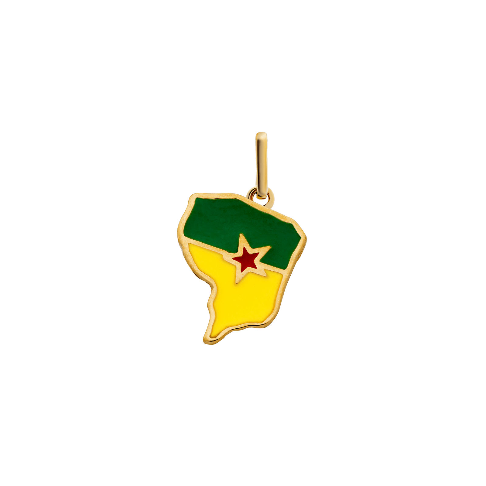 Pendentif Plaqué or carte Guyane drapeau Émail 18mm