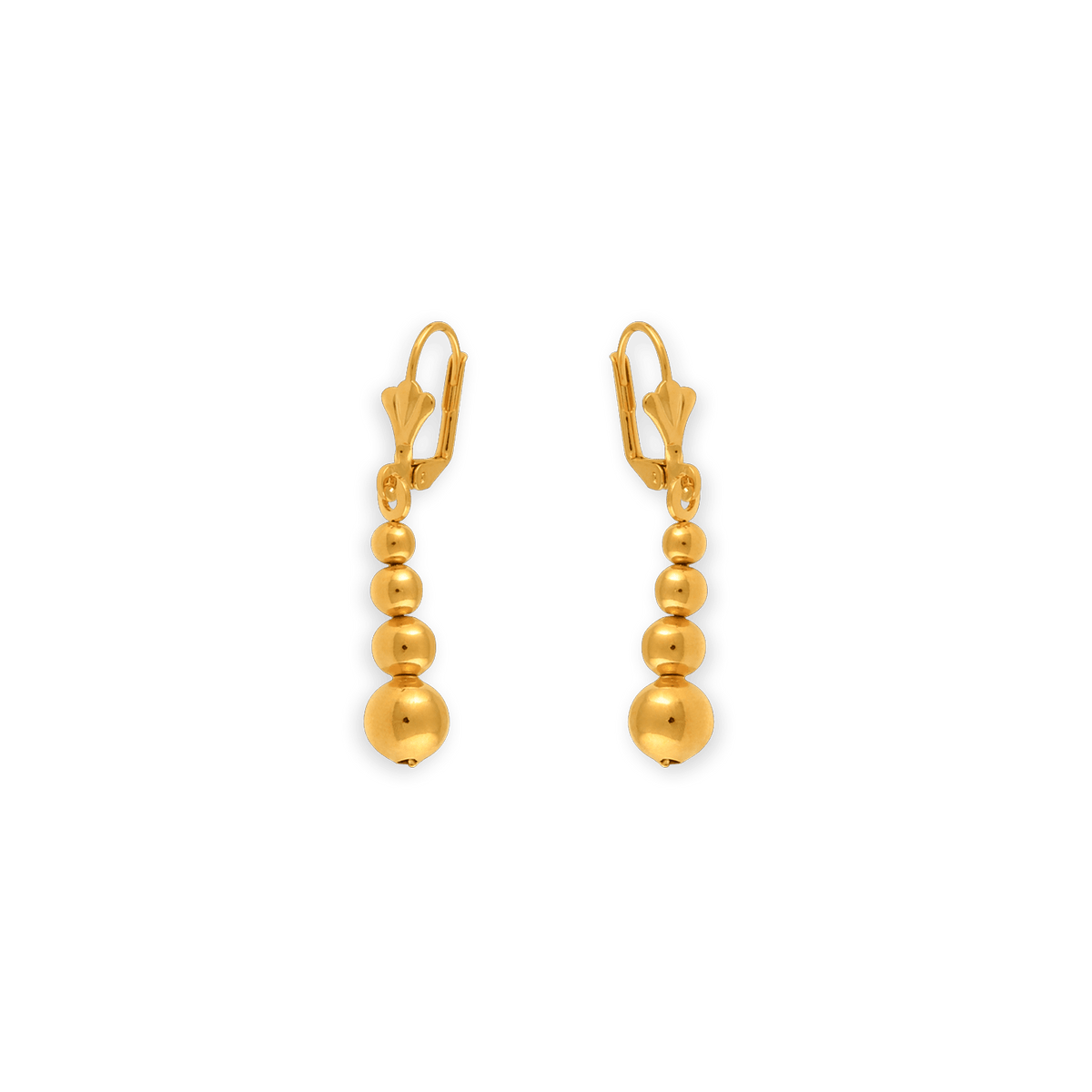 Boucles D'oreilles Plaqué Or Pendant 40mm Boules 4 à 8mm