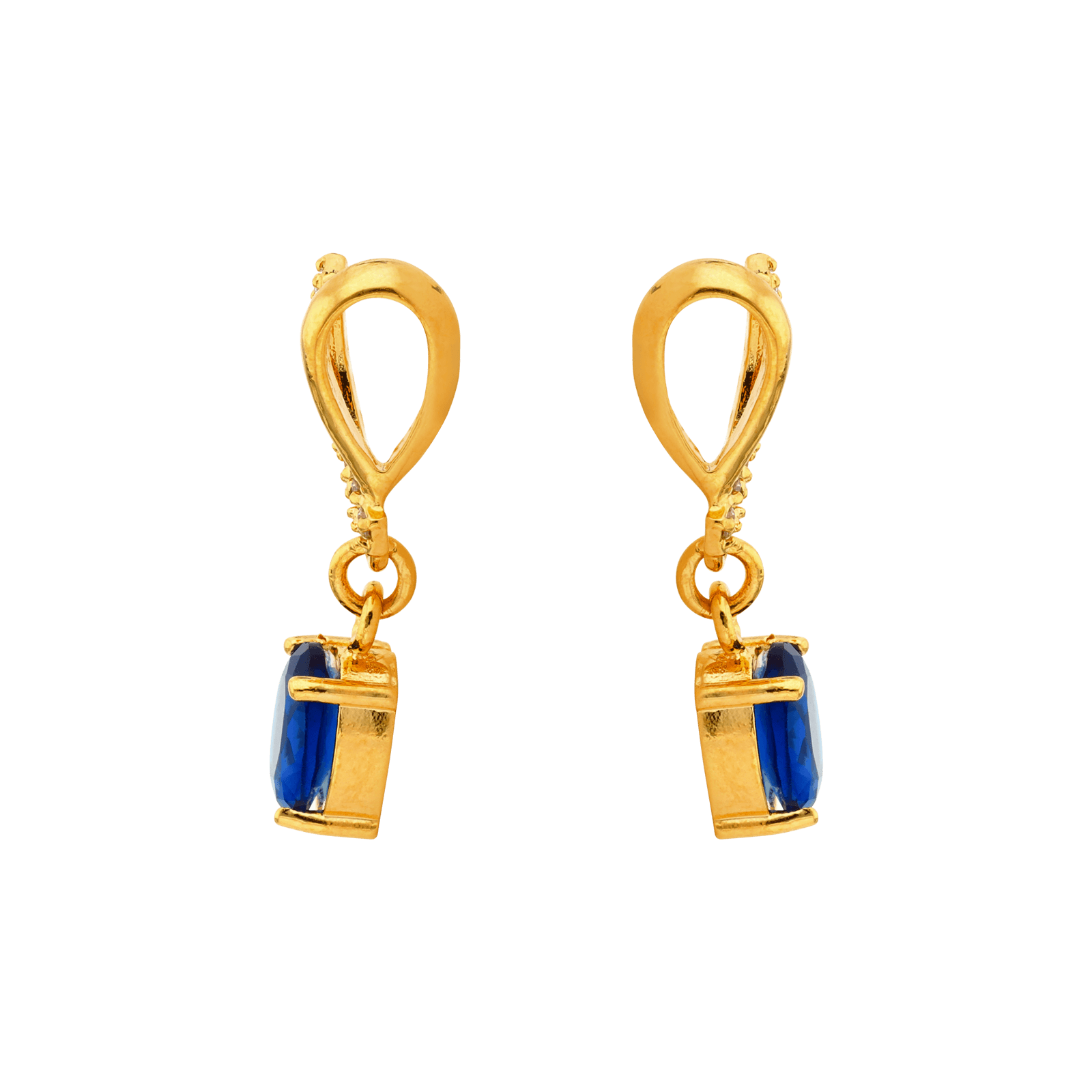 Plaqué or Oxyde de Zirconium ovale bleu