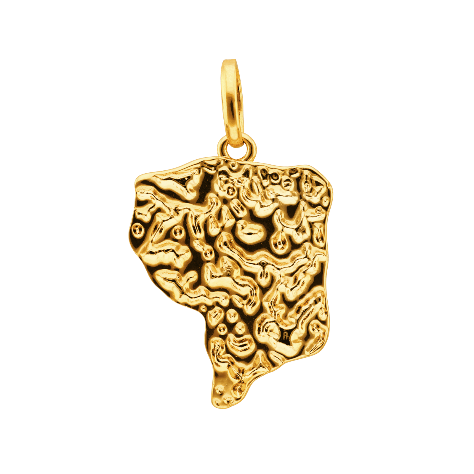 Pendentif Plaqué or Carte Guyane Martelé