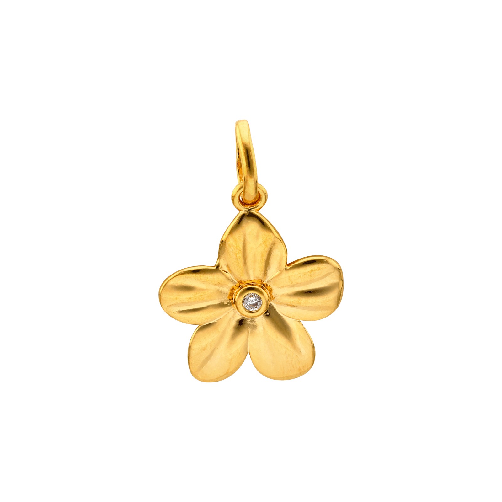 Pendentif Plaque Or fleur 1 Oxyde de Zirconium