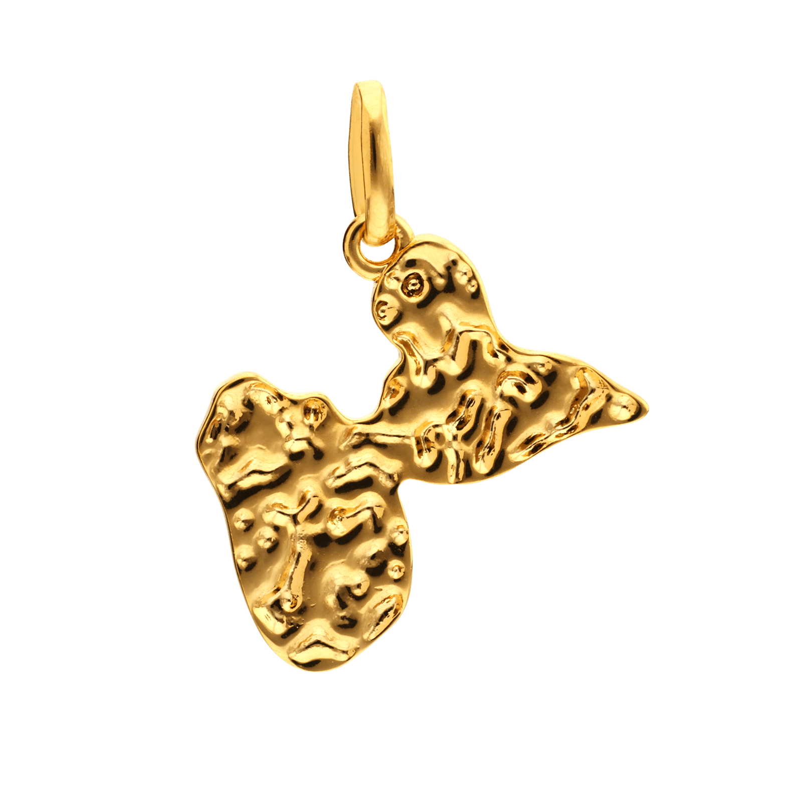 Pendentif Plaqué or Carte Guadeloupe Martelé