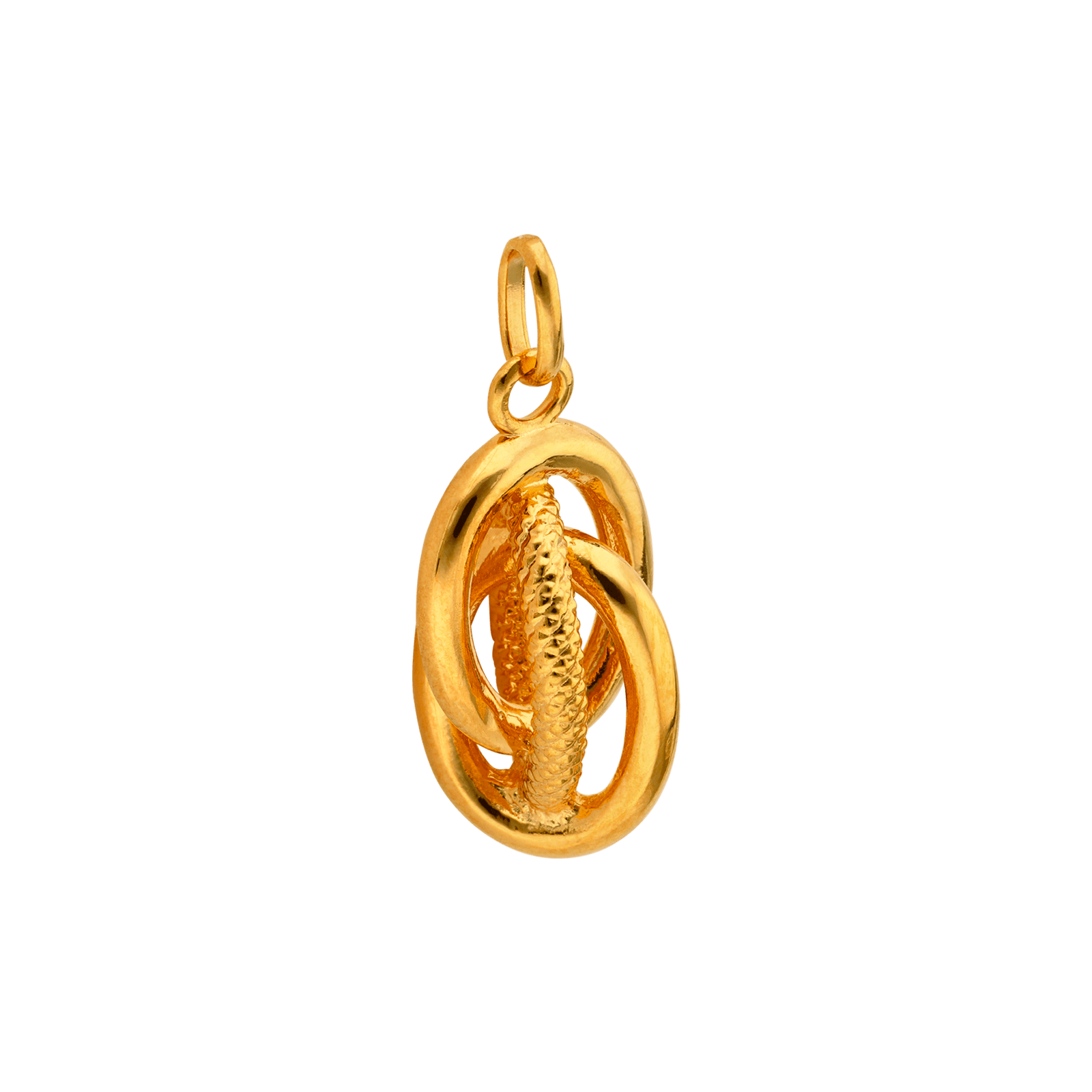 Pendentif Plaque Or Nœud antillais Lisse et Godronné Grand modèle