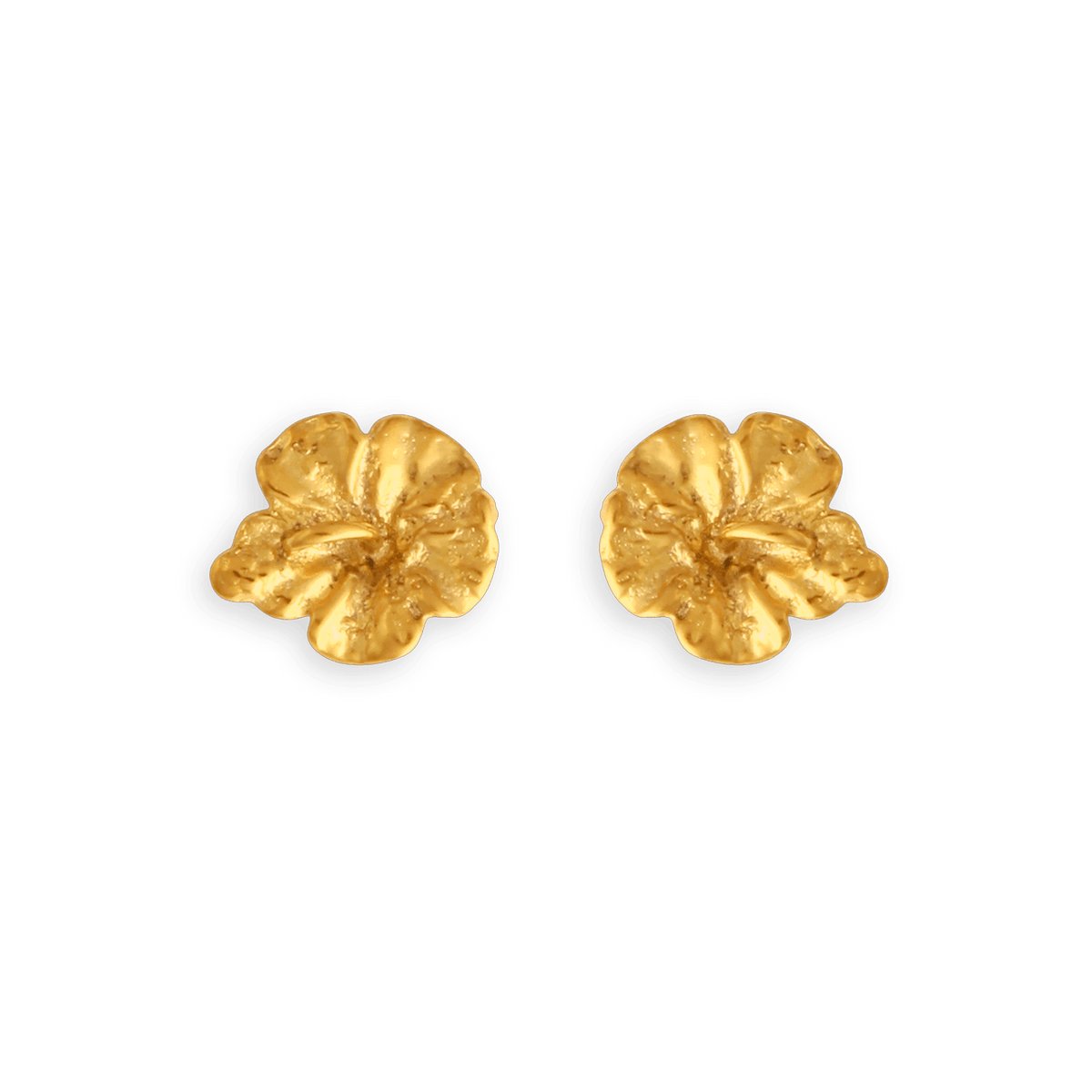Boucles D'oreilles Plaqué Or Hibiscus 12mm