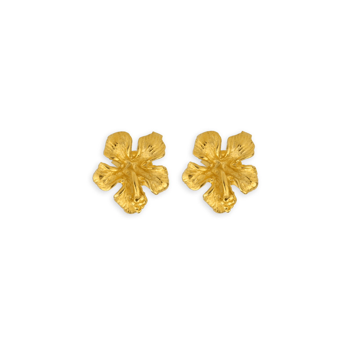 Boucles D'oreilles Plaqué Or Hibiscus 11mm