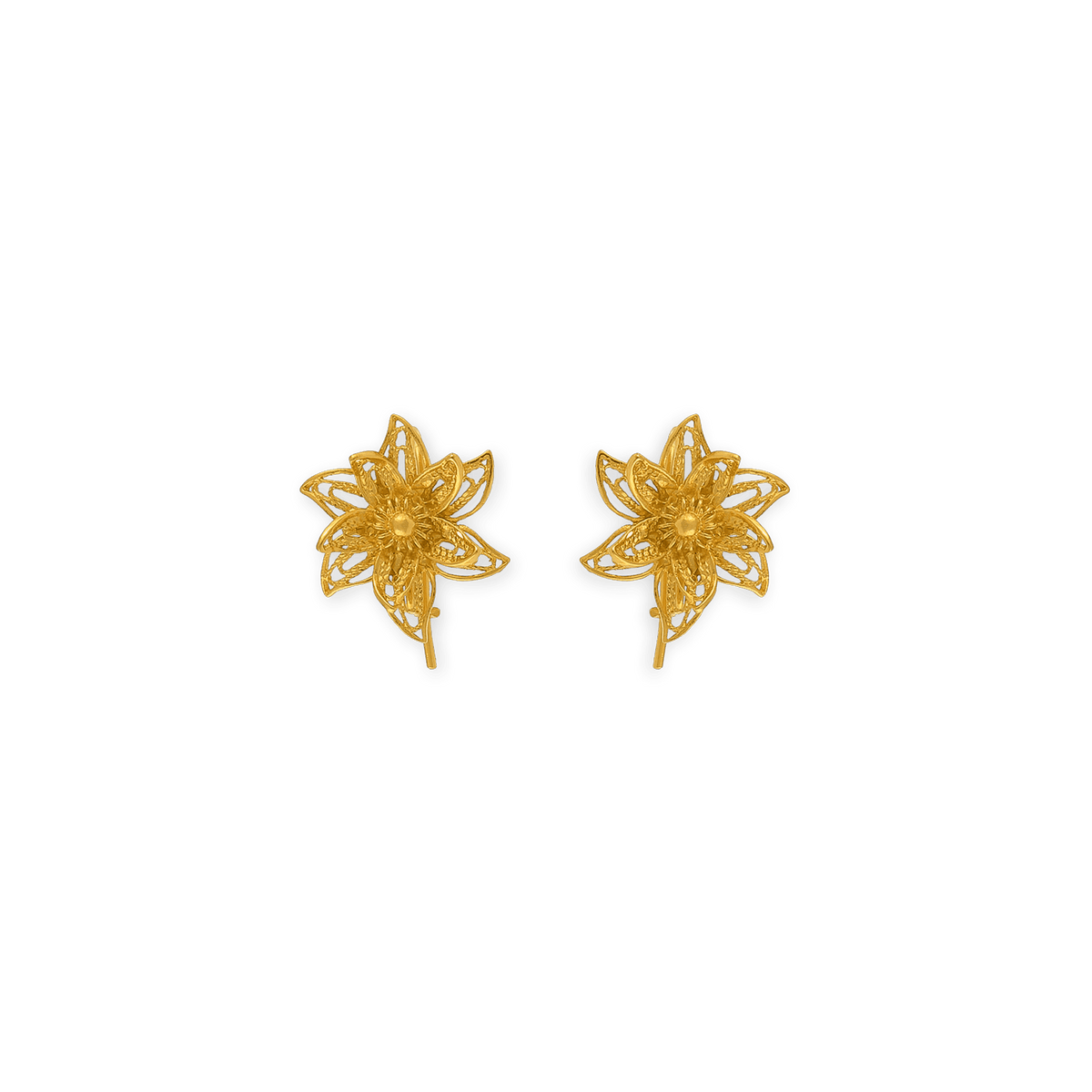 Boucles D'oreilles Plaqué Or Pendant 22mm Fleur 21mm