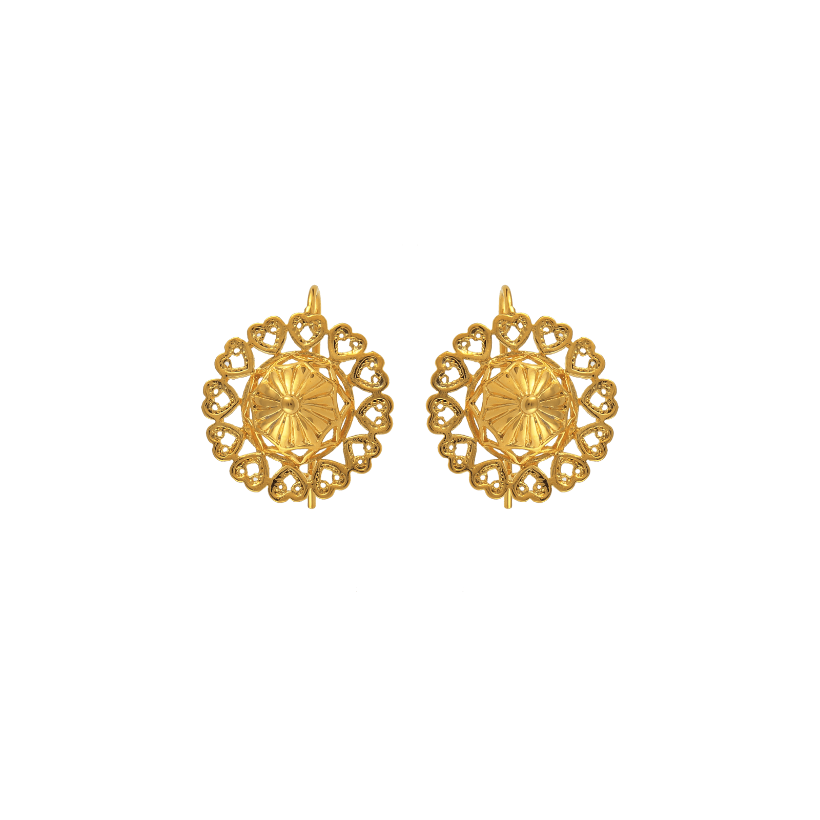 Boucles D'oreilles Plaqué Or Pendant 25mm Au Total Chapeau 23mm