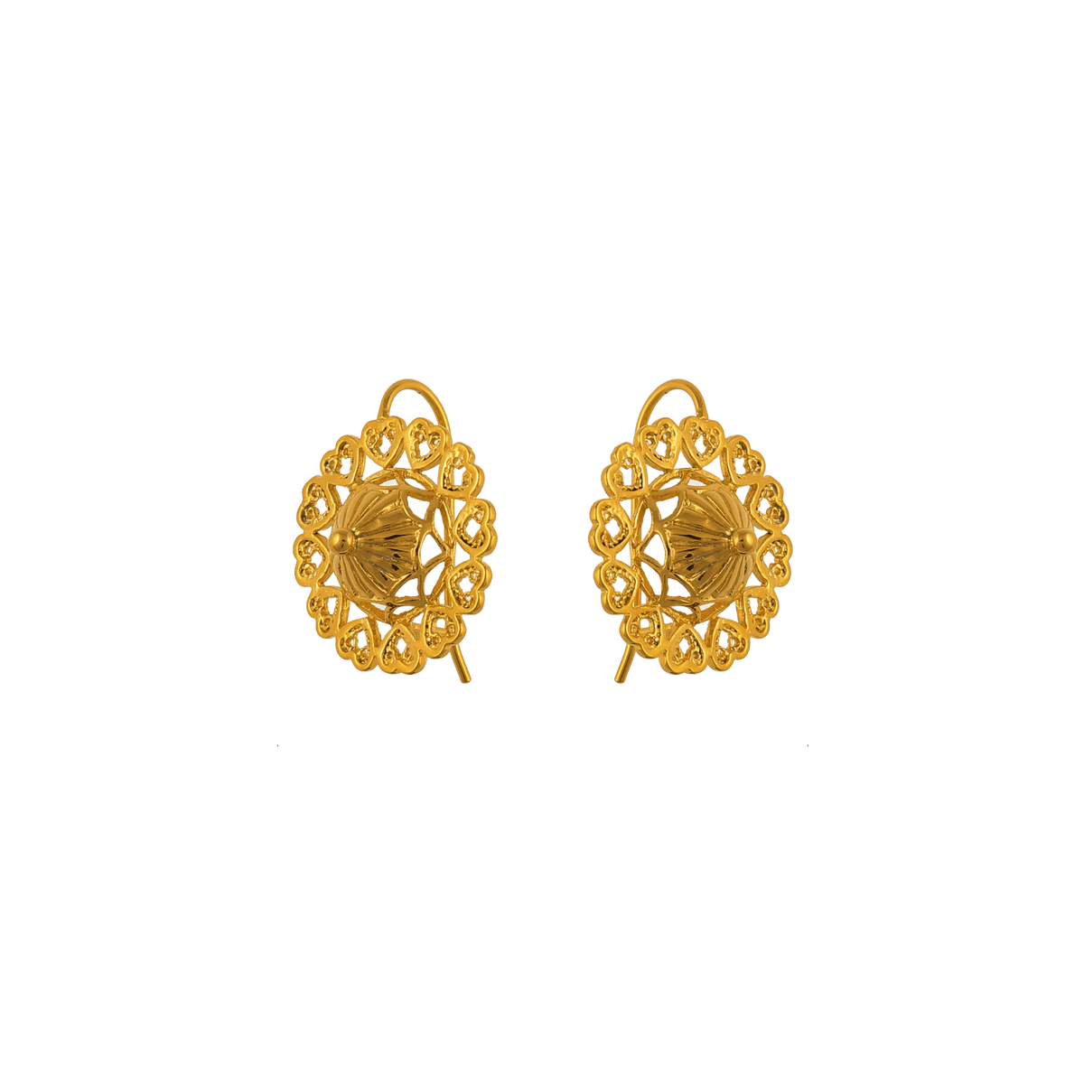 Boucles D'oreilles Plaqué Or Pendant 25mm Chapeau 23mm