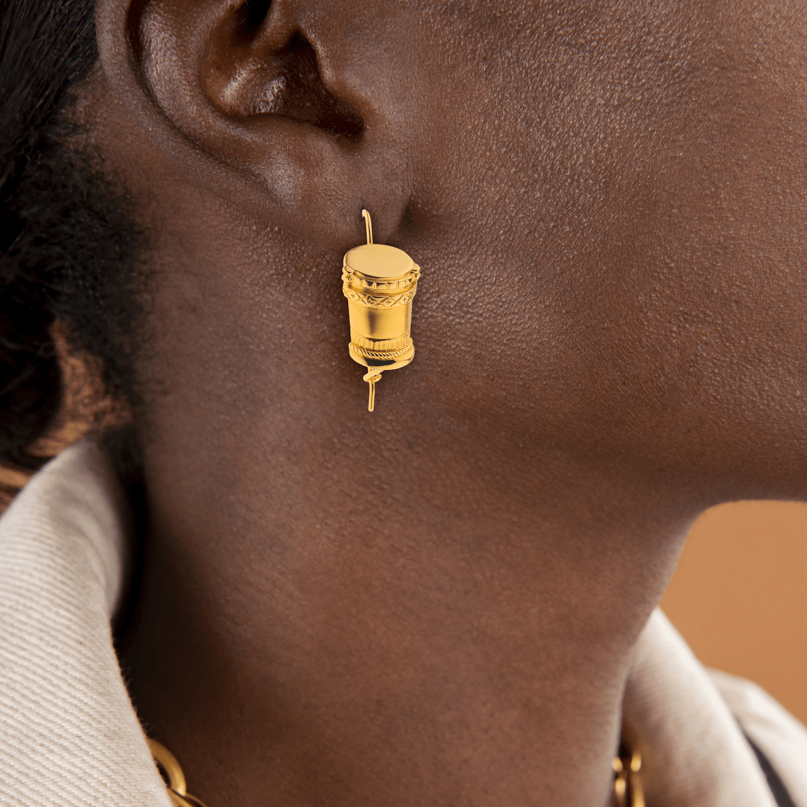 Boucles D'oreilles Plaqué Or Pendant 29mm Au Total Ka 15*23mm