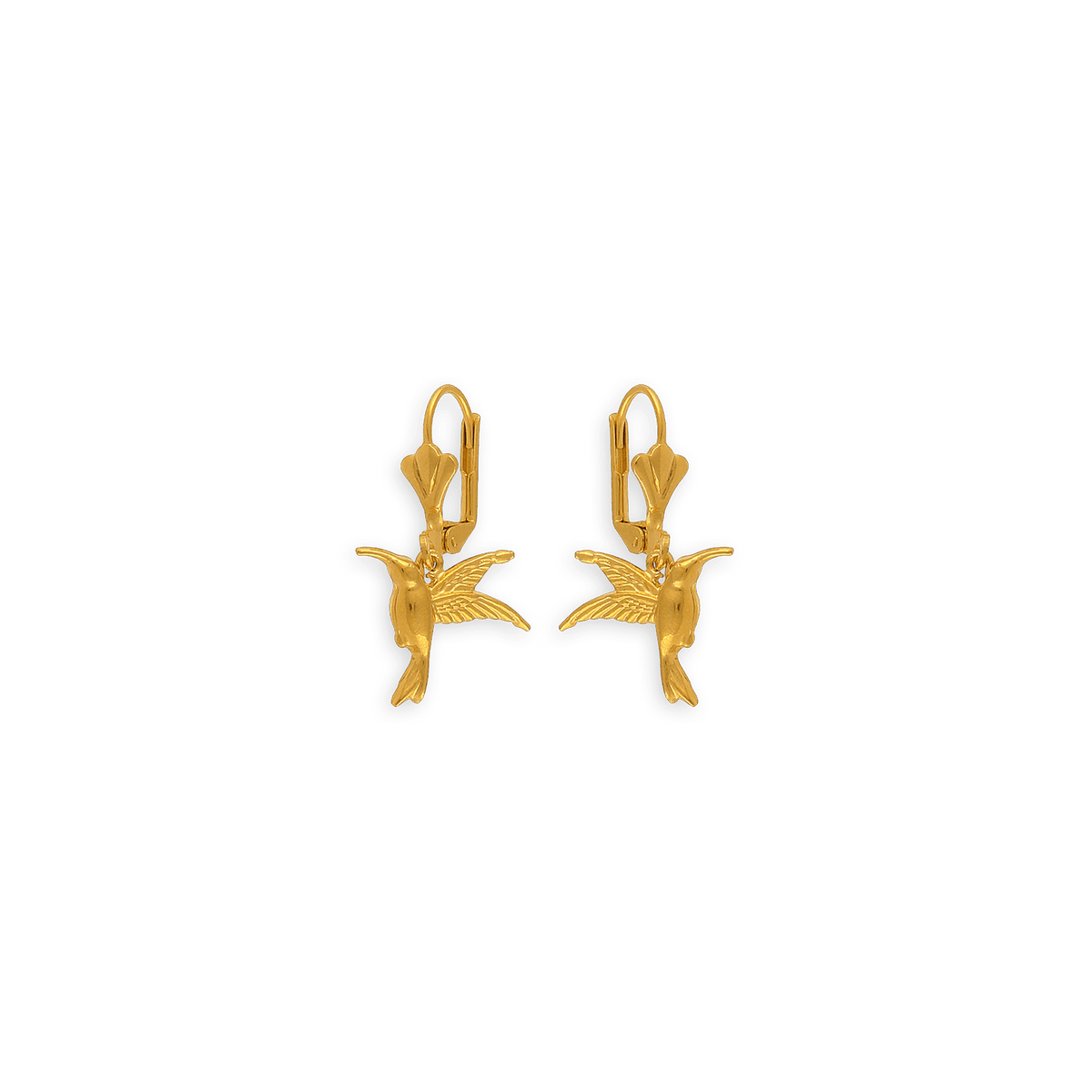 Boucles D'oreilles Plaqué Or Pendant 28mm Colibri 17*15mm
