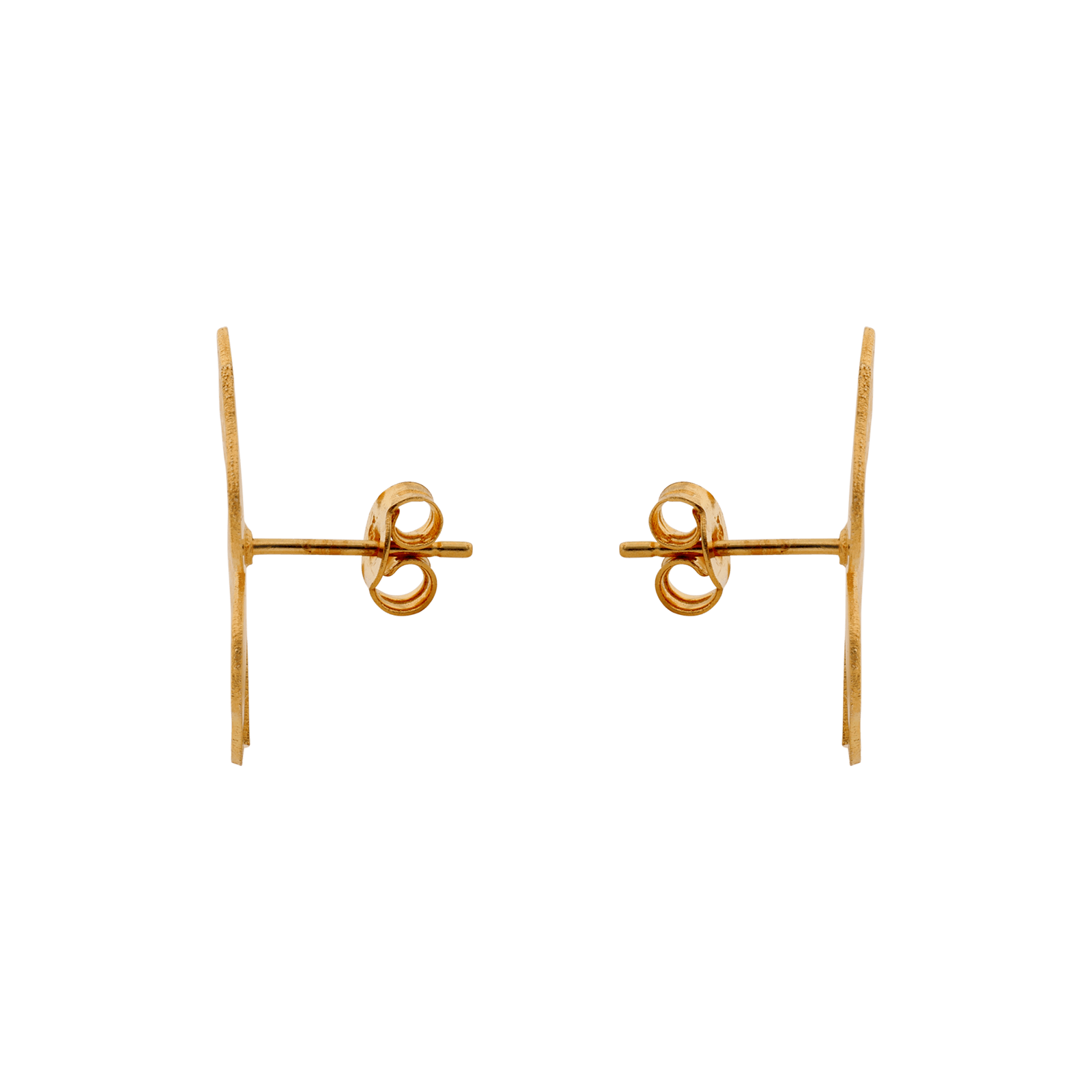Boucles d’oreilles puces trèfle 2 × 2 cm plaqué or motif quadrillé