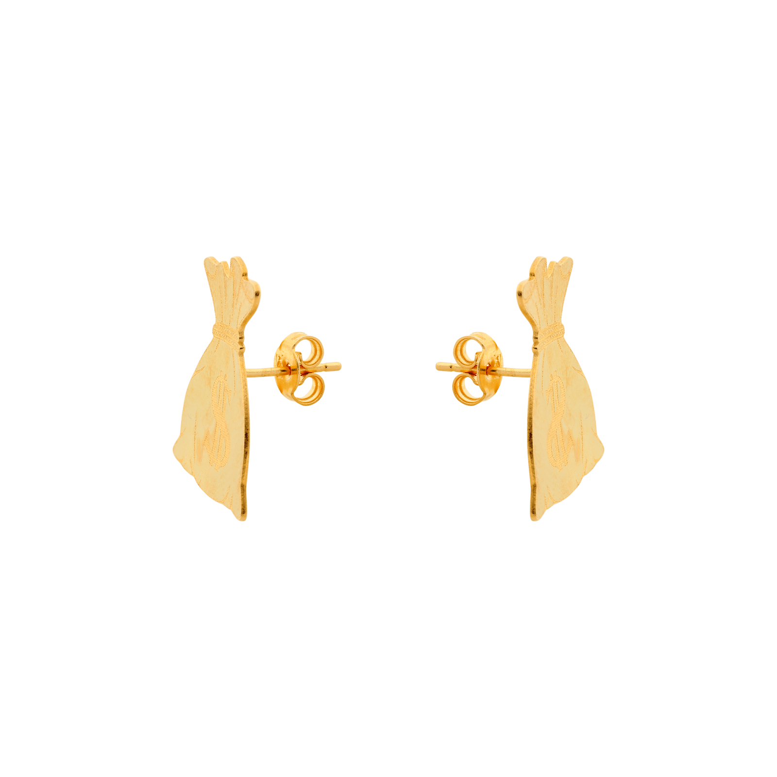 Boucle d'oreille Plaqué or poussette bourse 2x2