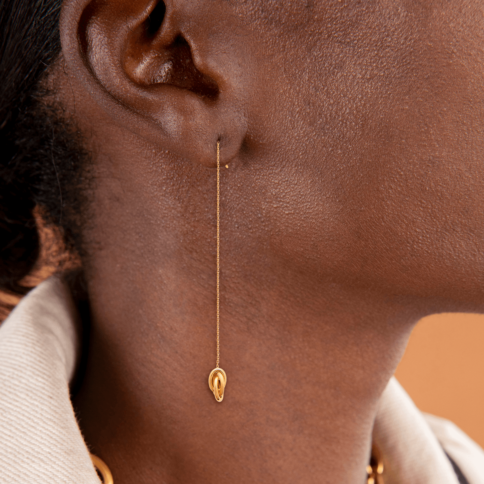 Boucles D'oreilles Or375 Pendant 90mm Au Total Nœud Forçat Antillais 6mm