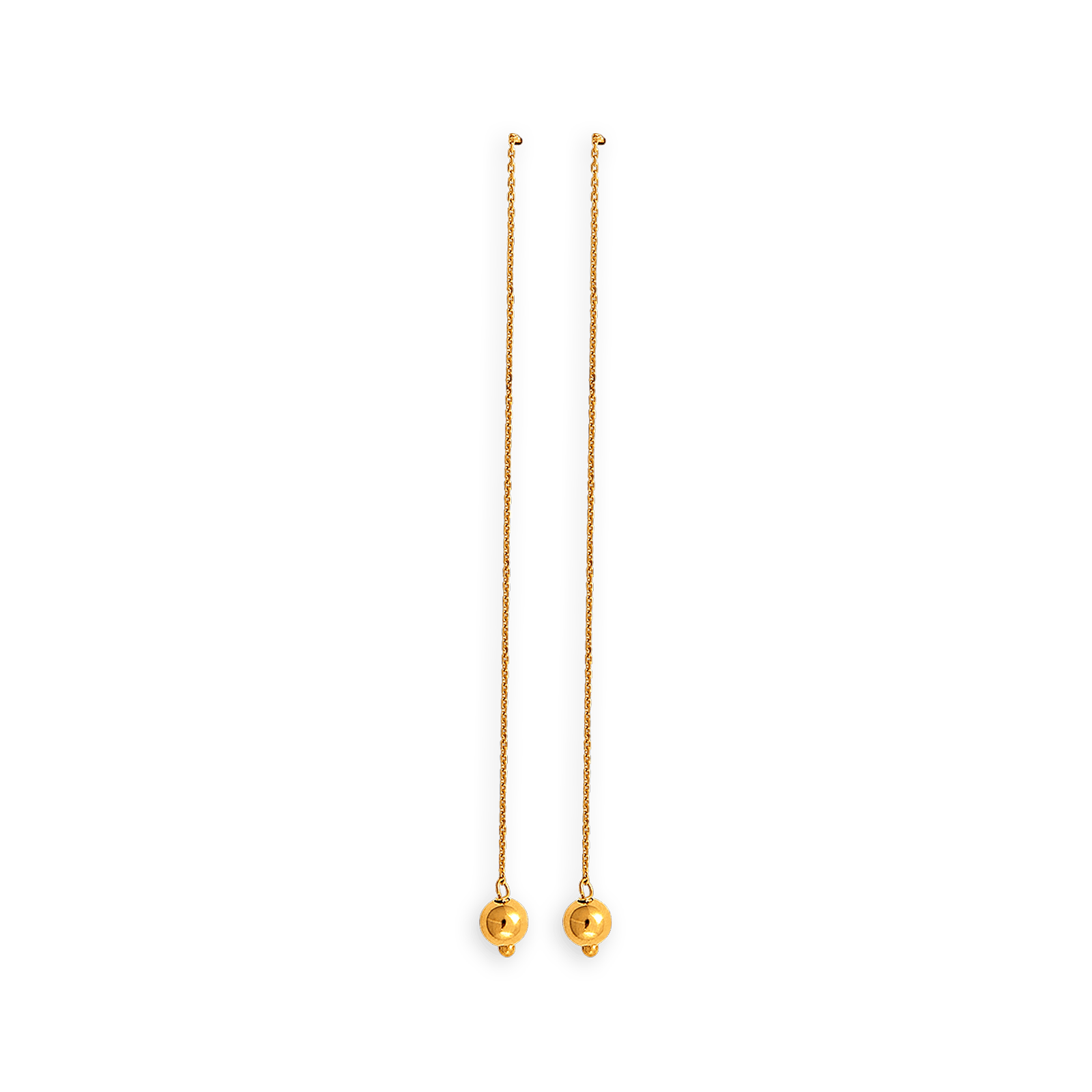 Boucles D'oreilles Or750 Pendant 80mm Au Total Grain D'or 5mm