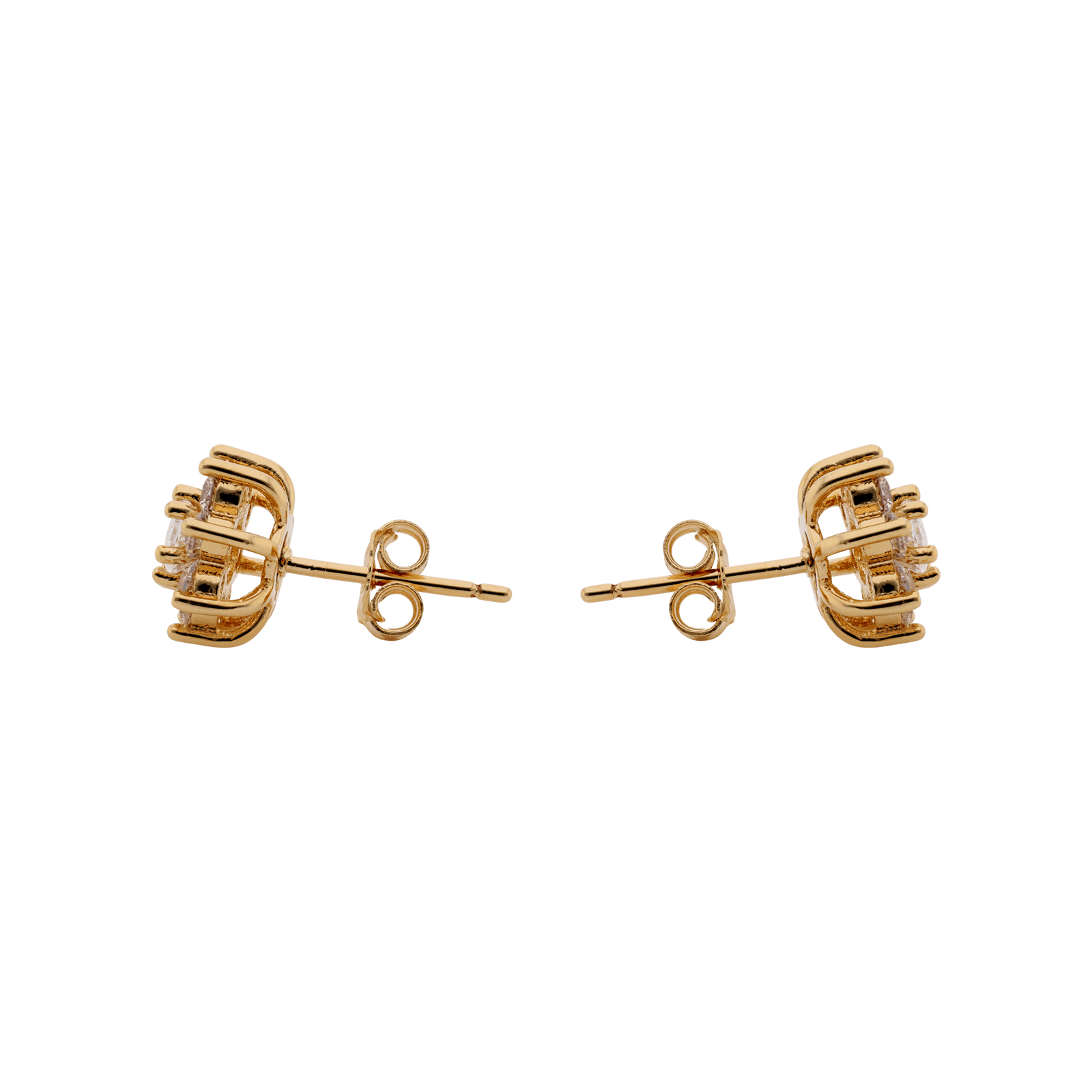 Boucles d'Oreilles Plaqué or fleur oxydes blancs