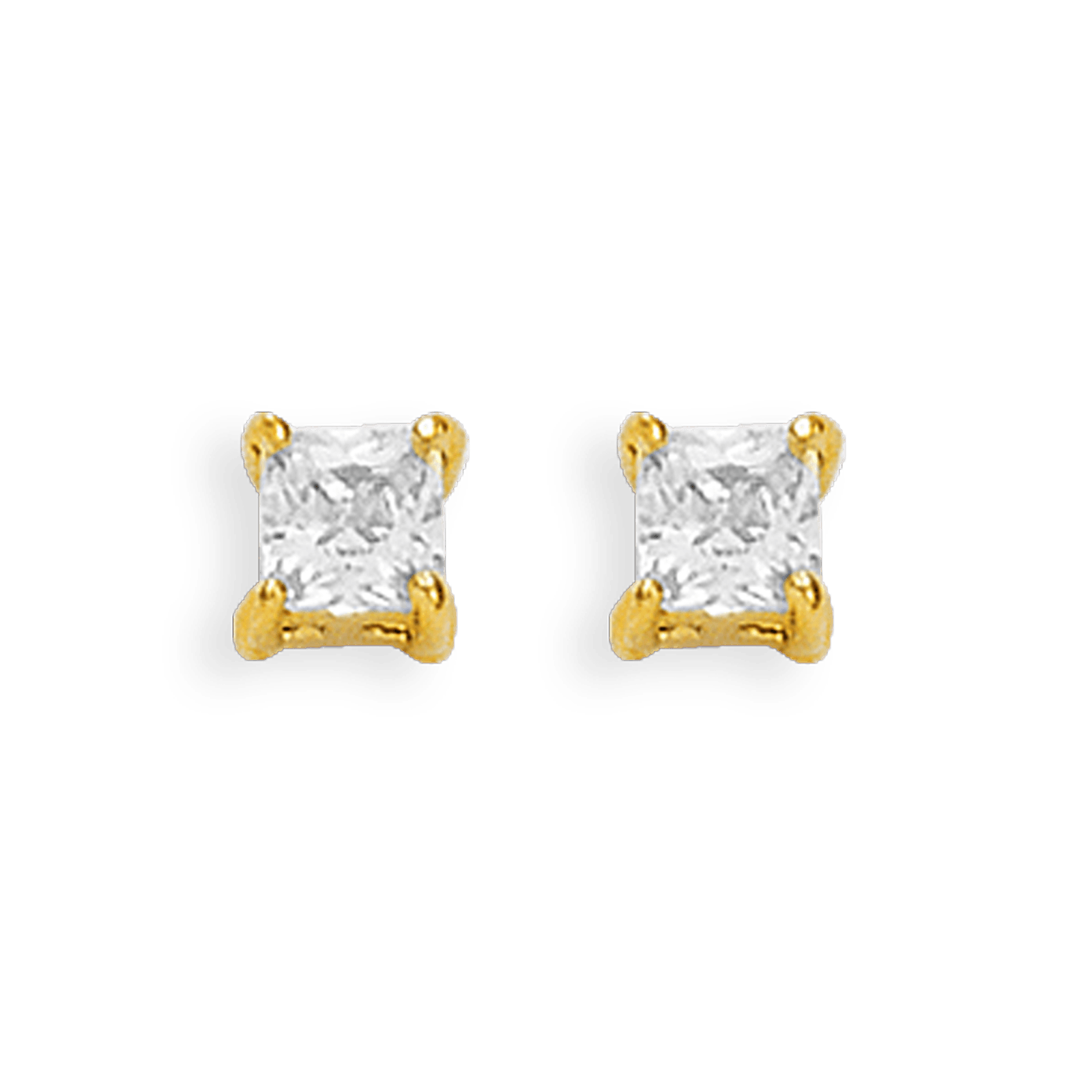 Boucles D'oreilles Plaqué Or Zirconium 4*4mm