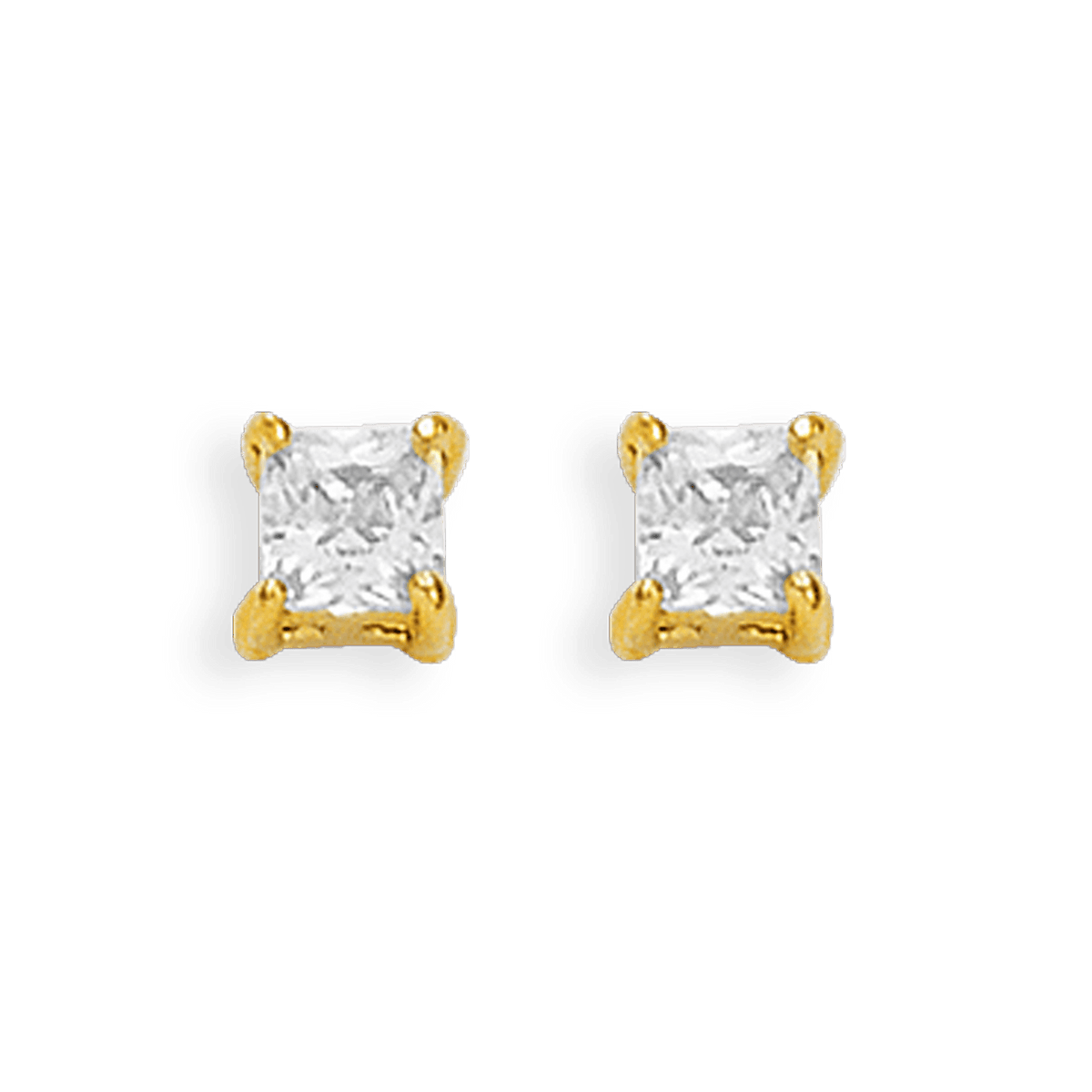 Boucles D'oreilles Plaqué Or Zirconium 4mm 4 Griffes