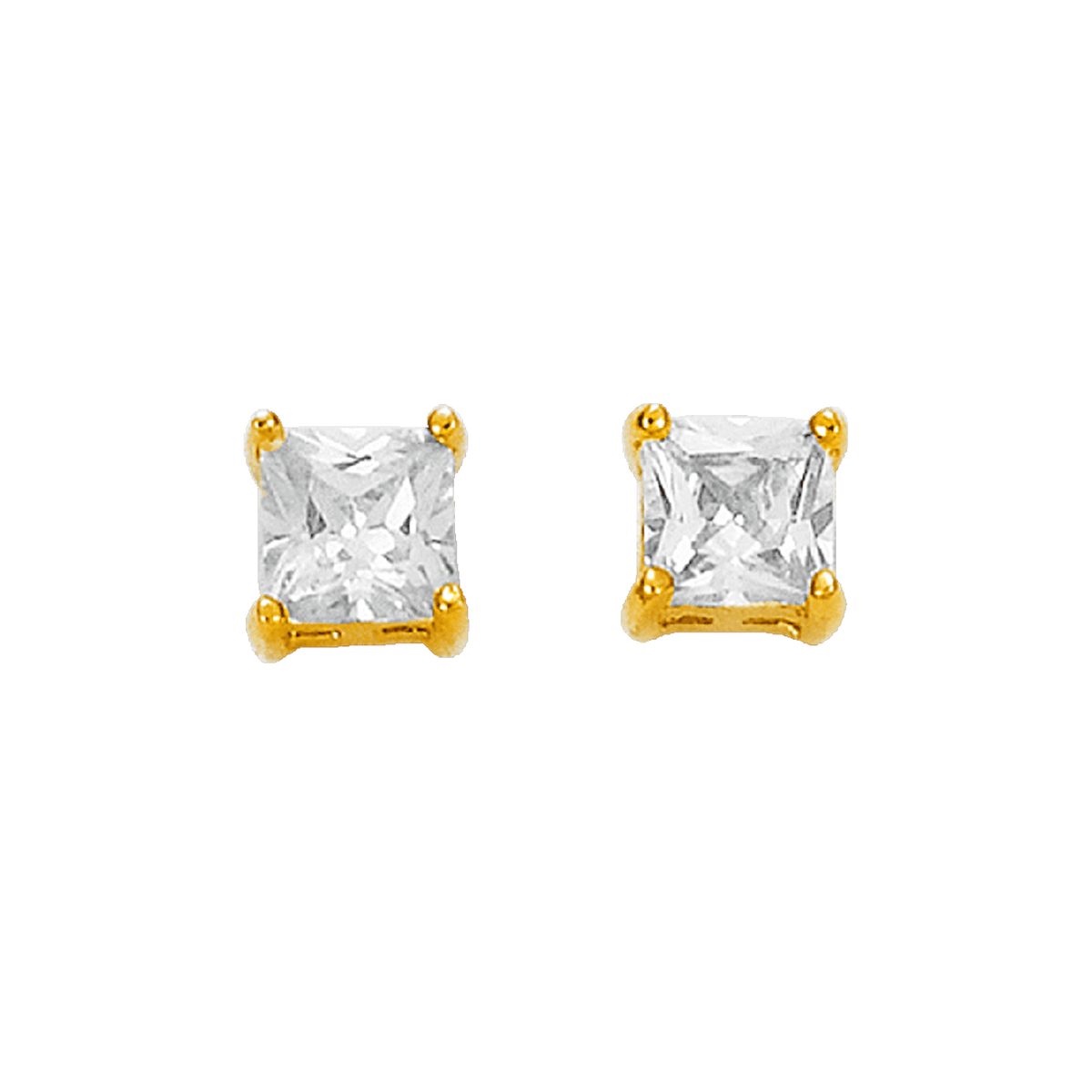 Boucles D'oreilles Plaqué Or Zirconium 6mm 4 Griffes