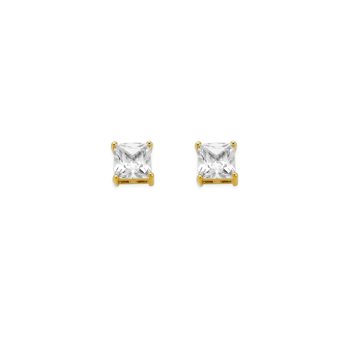 Boucles D'oreilles Plaqué Or Zirconium 8mm 4 Griffes