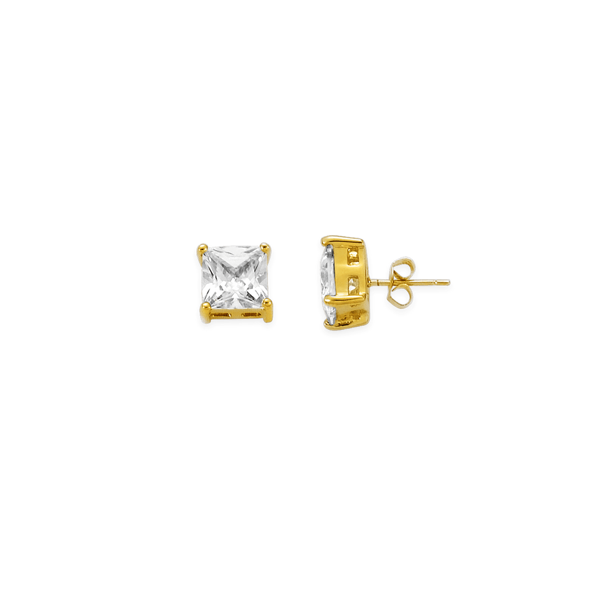 Boucles D'oreilles Plaqué Or Zirconium 8mm 4 Griffes