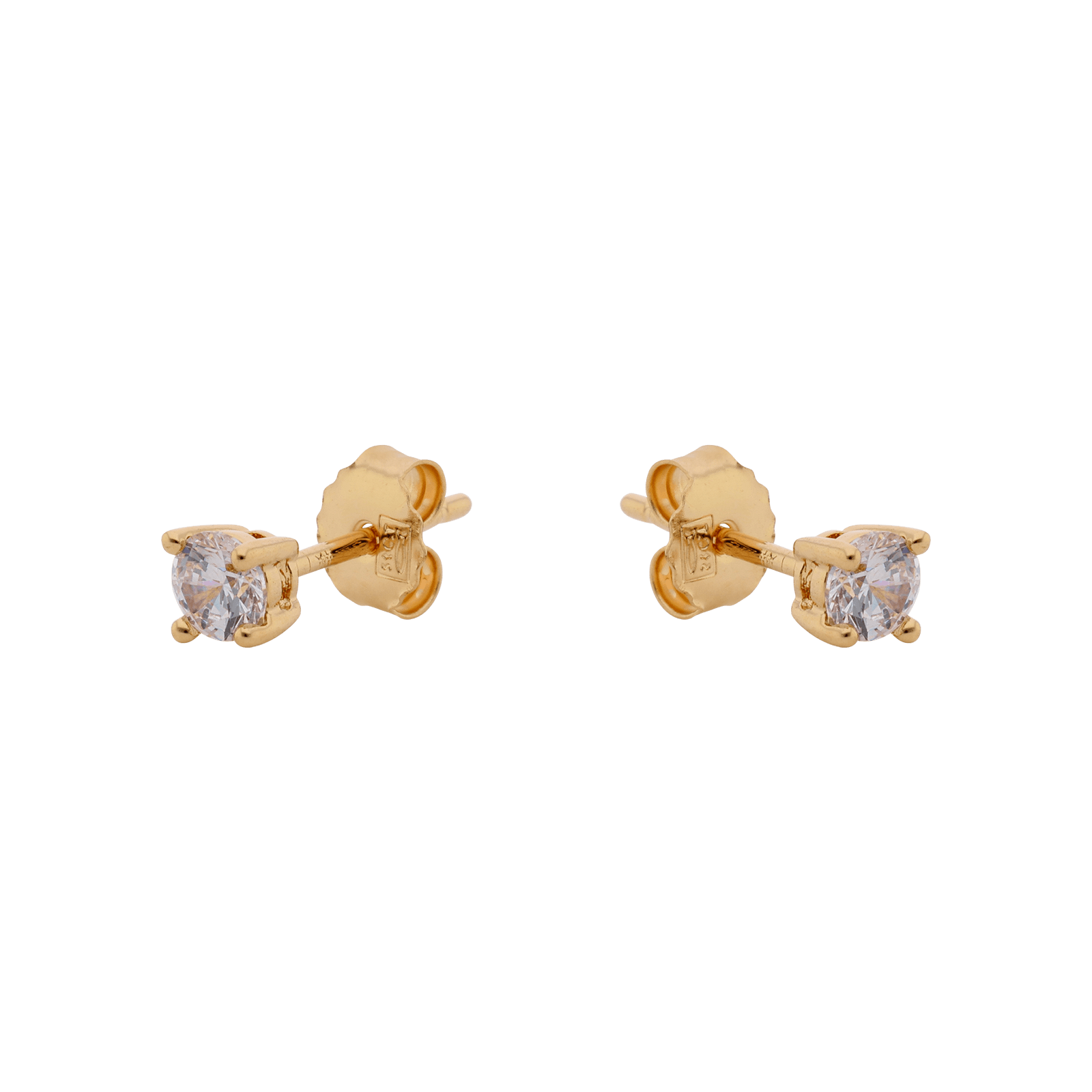 boucles d'oreilles plaqué or oxyde blanc rond quatre mm griffes