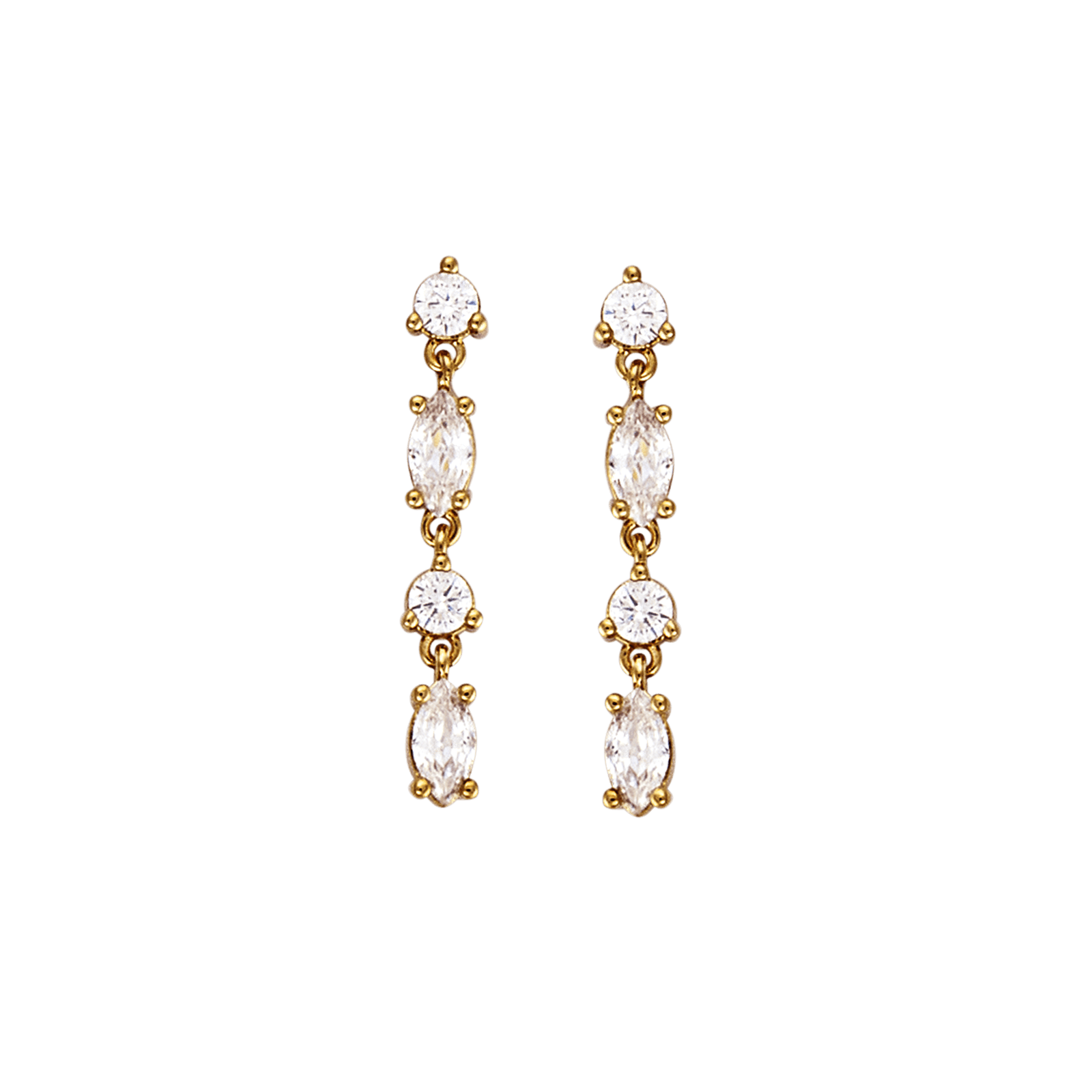Boucles d'Oreilles Plaqué or pendante multiformes Oxydes blancs