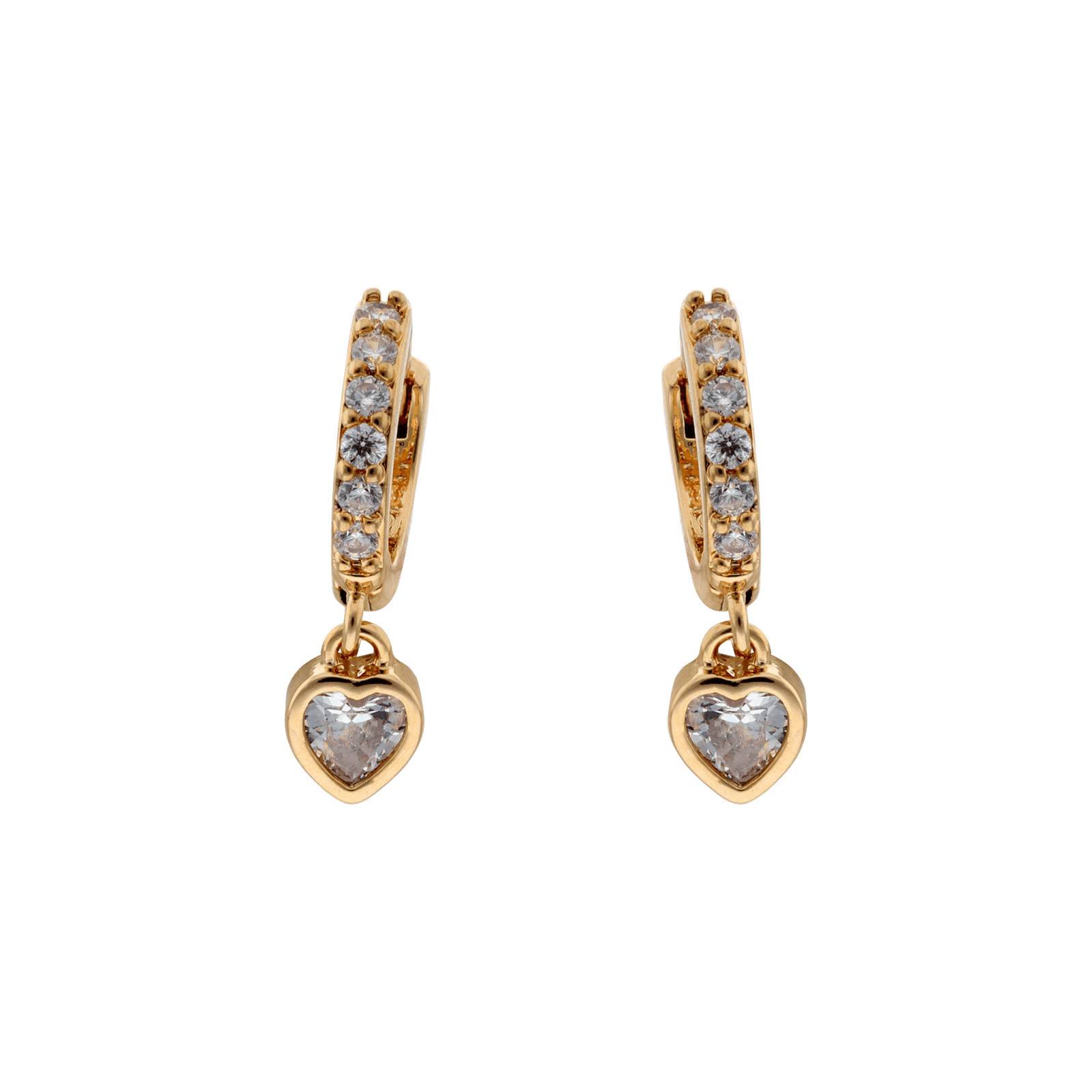 Créoles plaqué or & coeur oxydes blancs