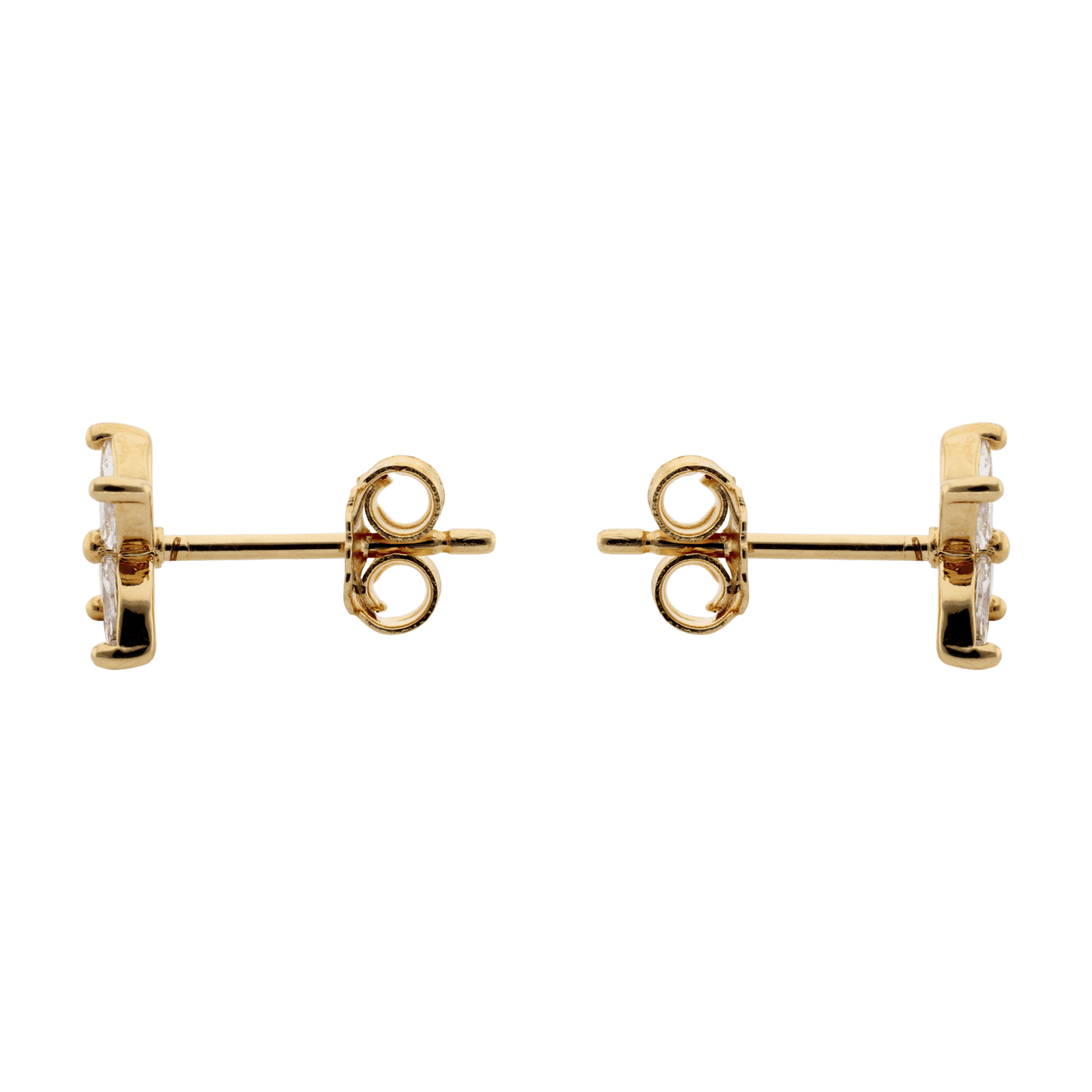 Boucles d'Oreilles Plaqué or puce fleur Oxydes blancs serti
