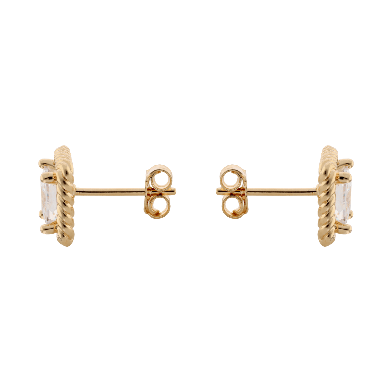 Boucles d'Oreilles Plaqué or puce forme carrée Oxyde blanc