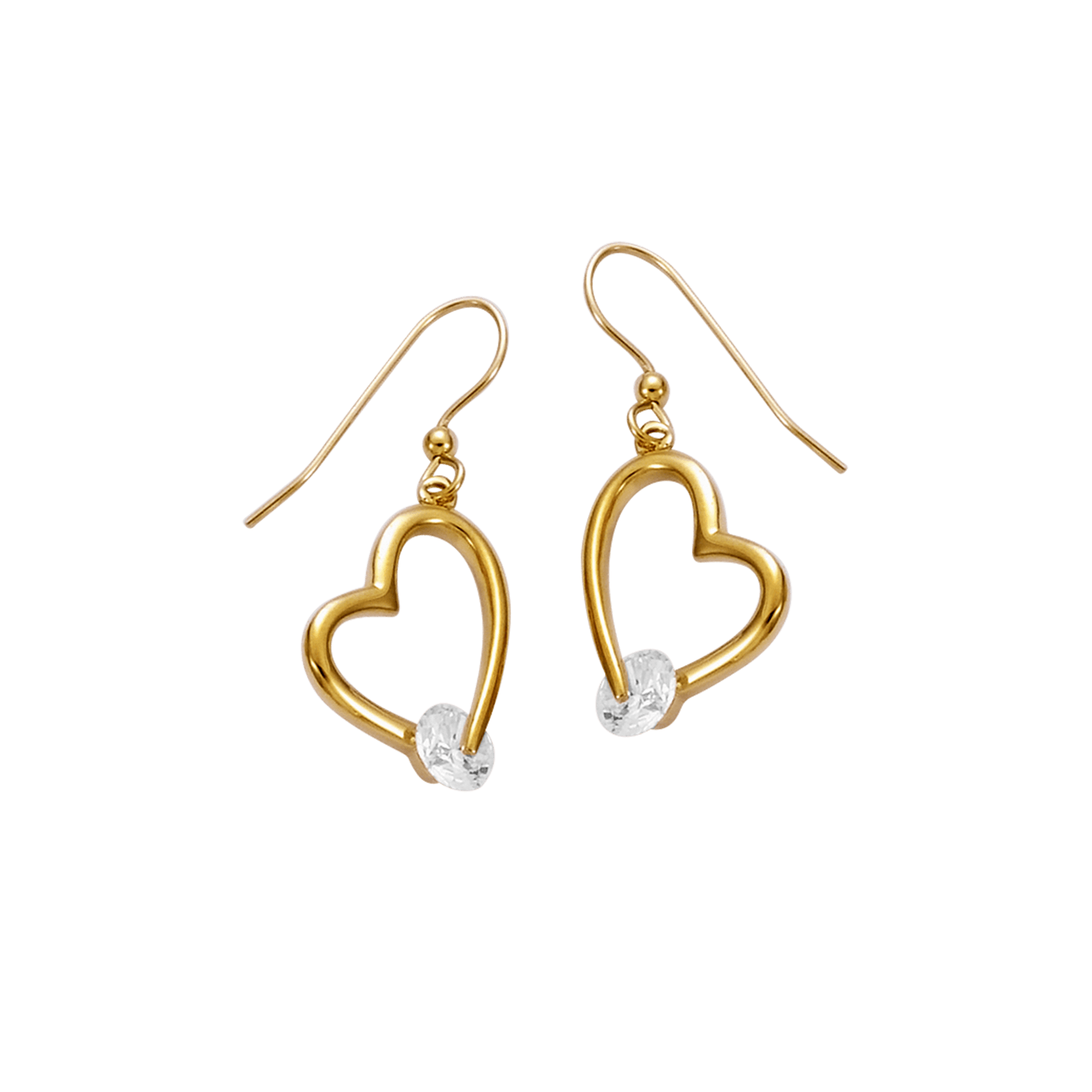 Boucles d'Oreilles Plaqué or forme coeur Oxyde blanc