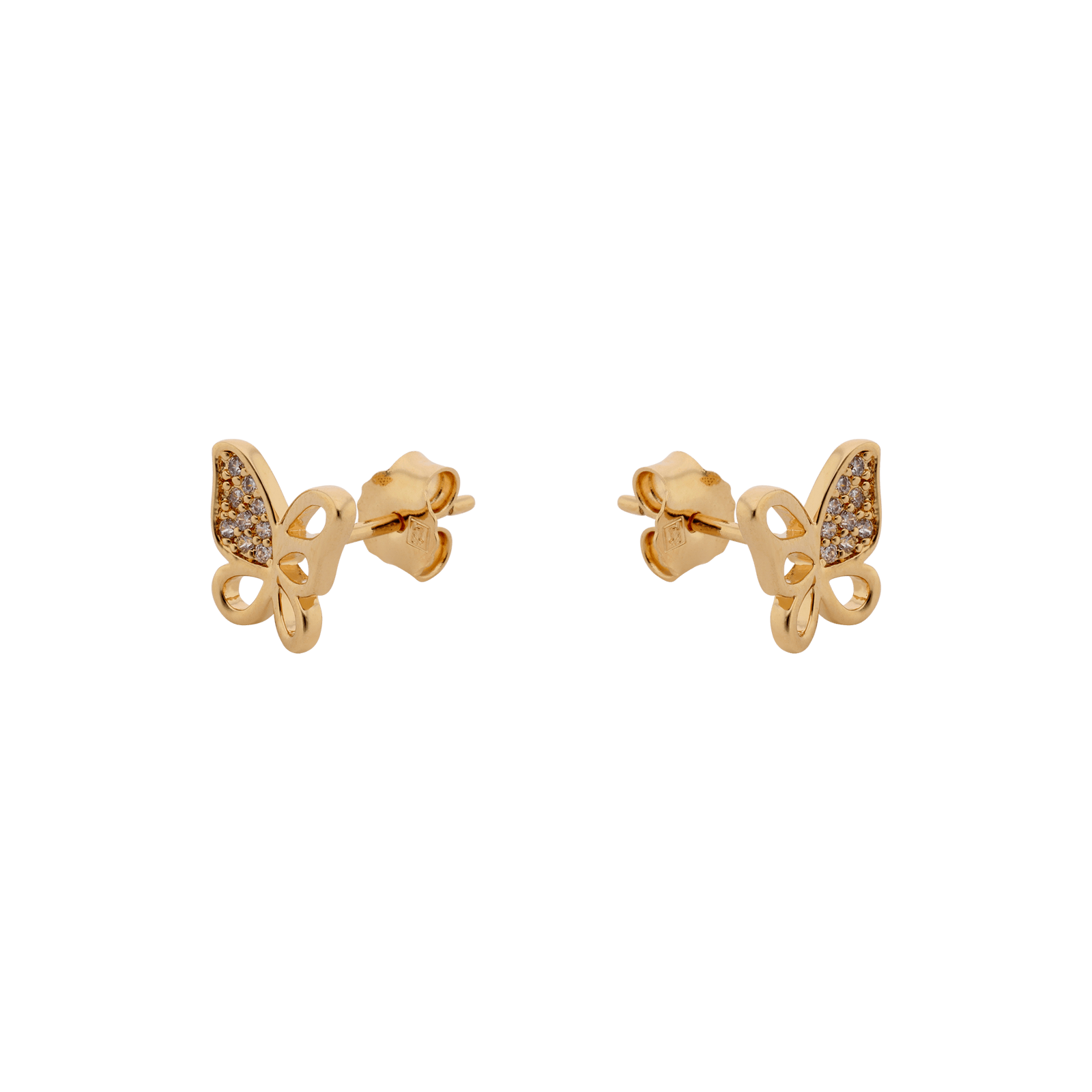 Boucles d'Oreilles Plaqué or Papillon Oxydes blancs