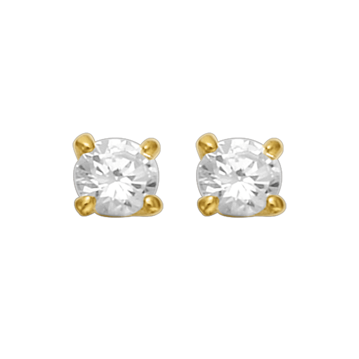 Boucles D'oreilles Plaqué Or Zirconium 6mm 4 Griffes